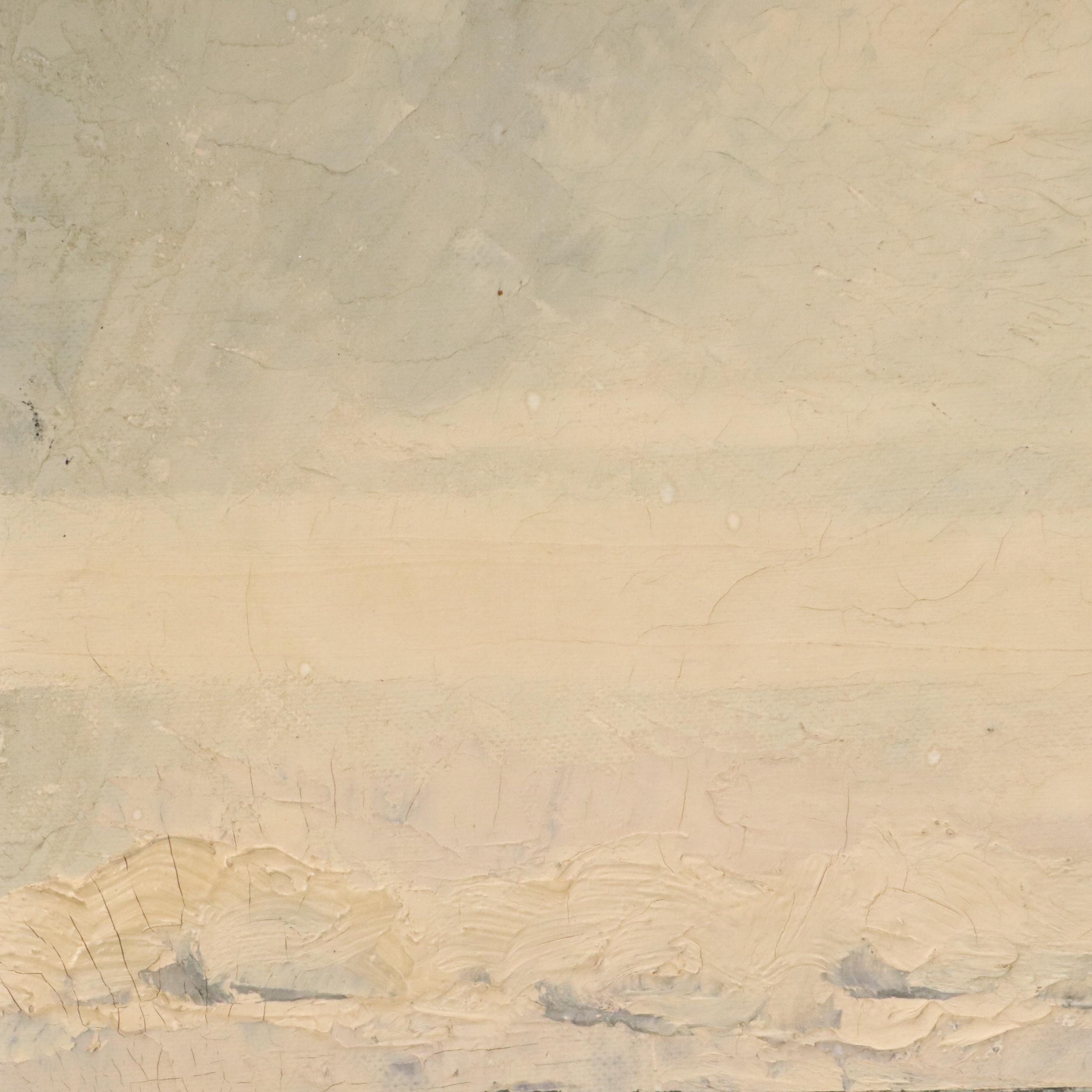 Impressionistic Oil Painting of Seaside Landscape, Mid-20th Century