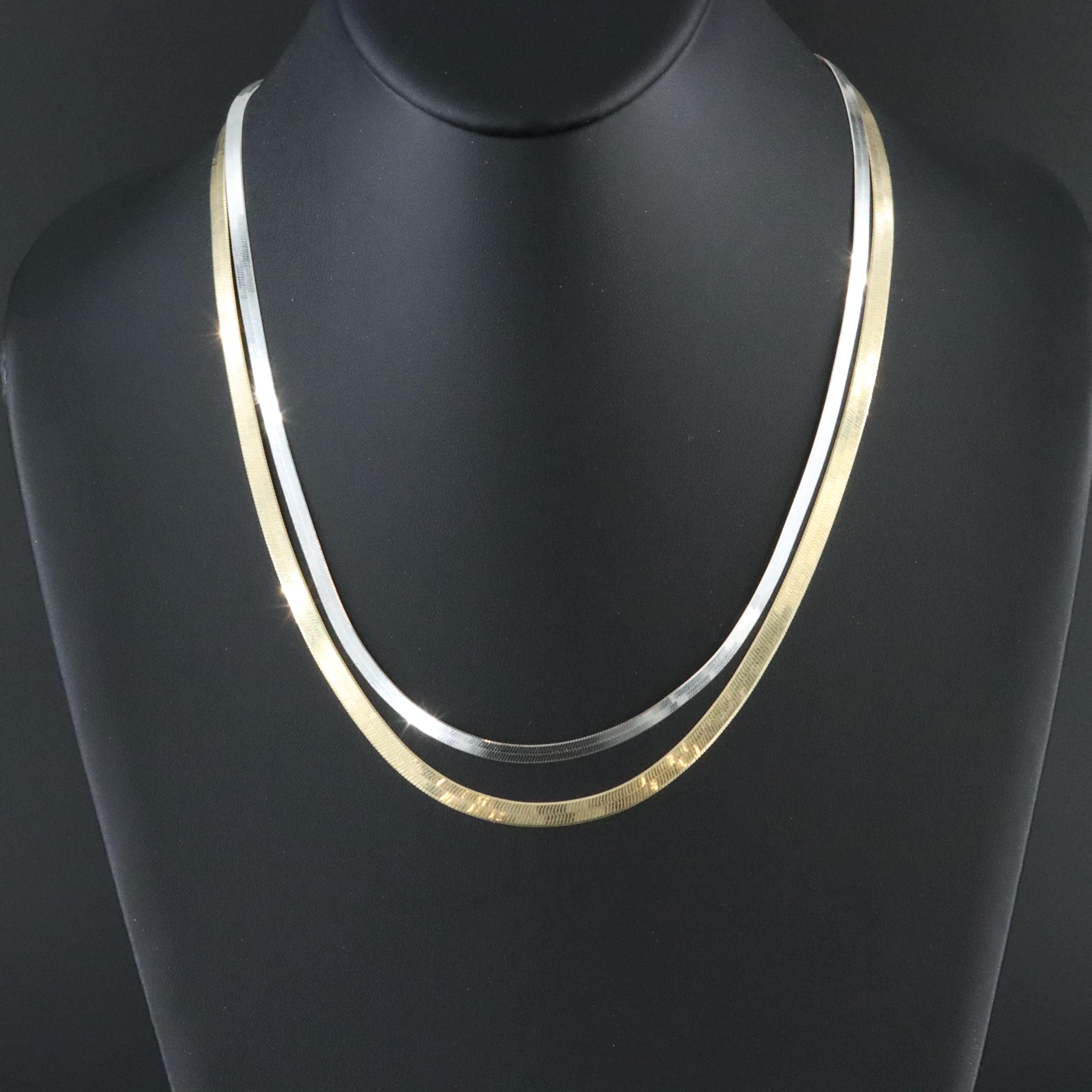 Sterling Herringbone Chain Necklace