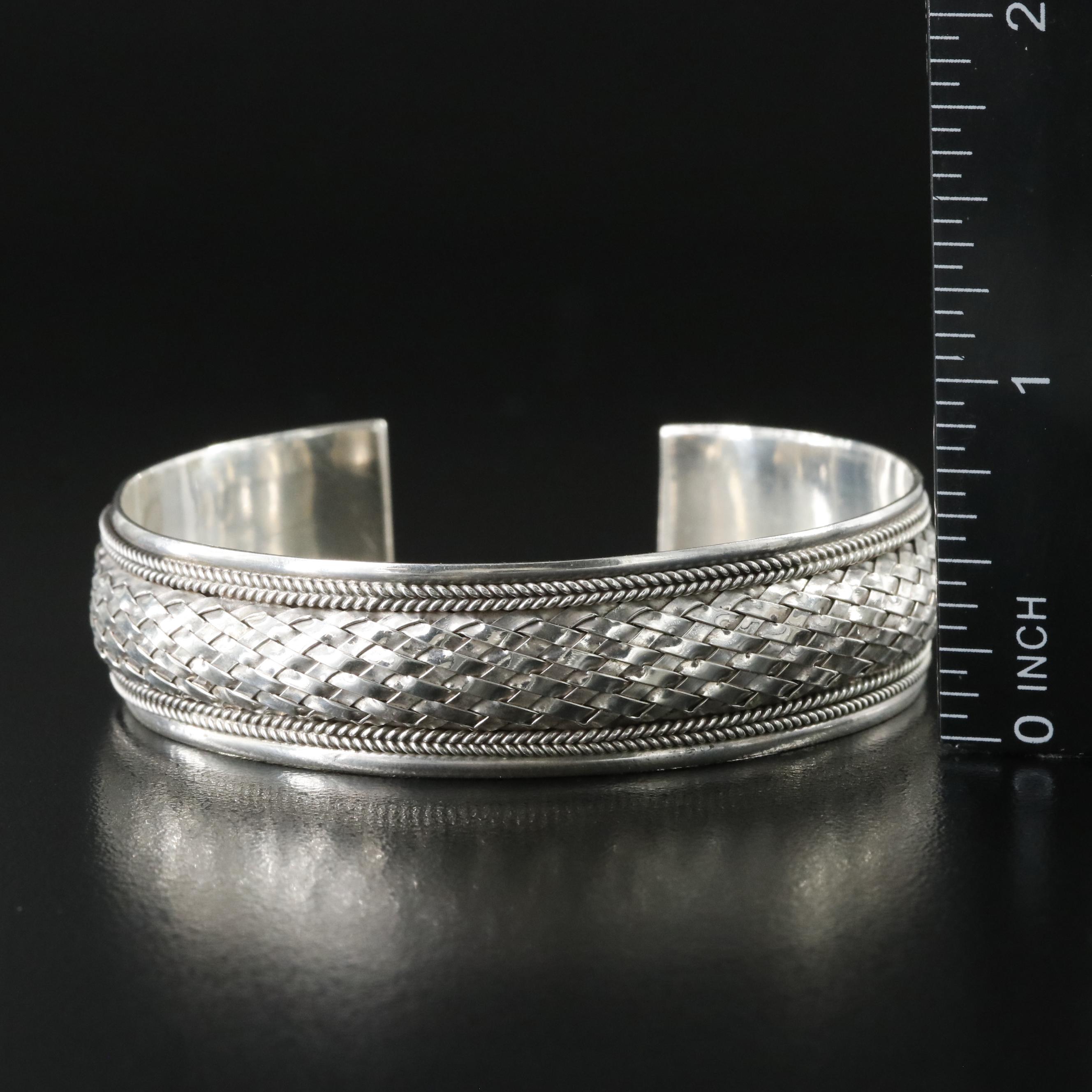 Sterling Basket Weave Cuff