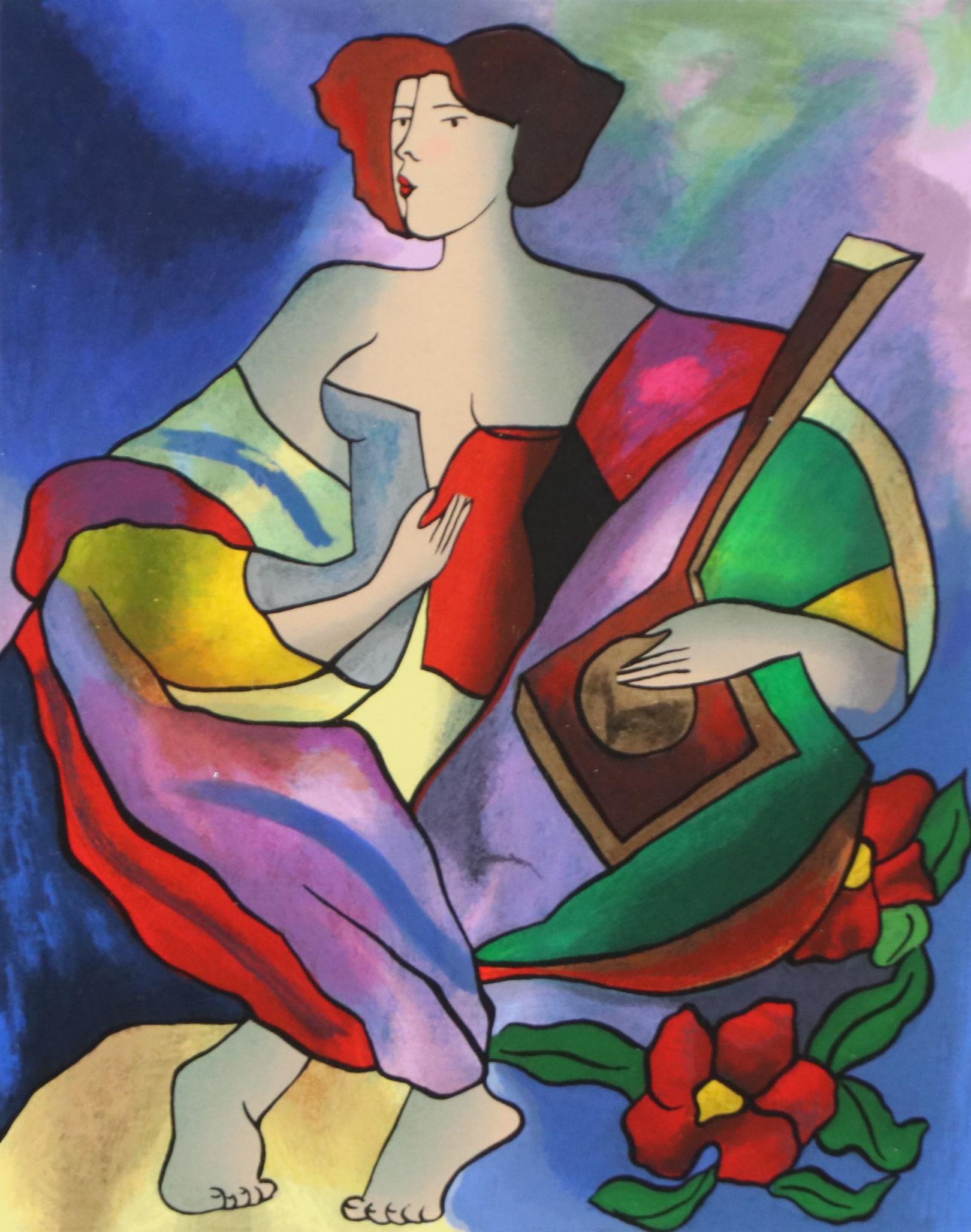 Linda Le Kinff Modernist Figurative Silkscreen "Nuit d'Orient," 2001