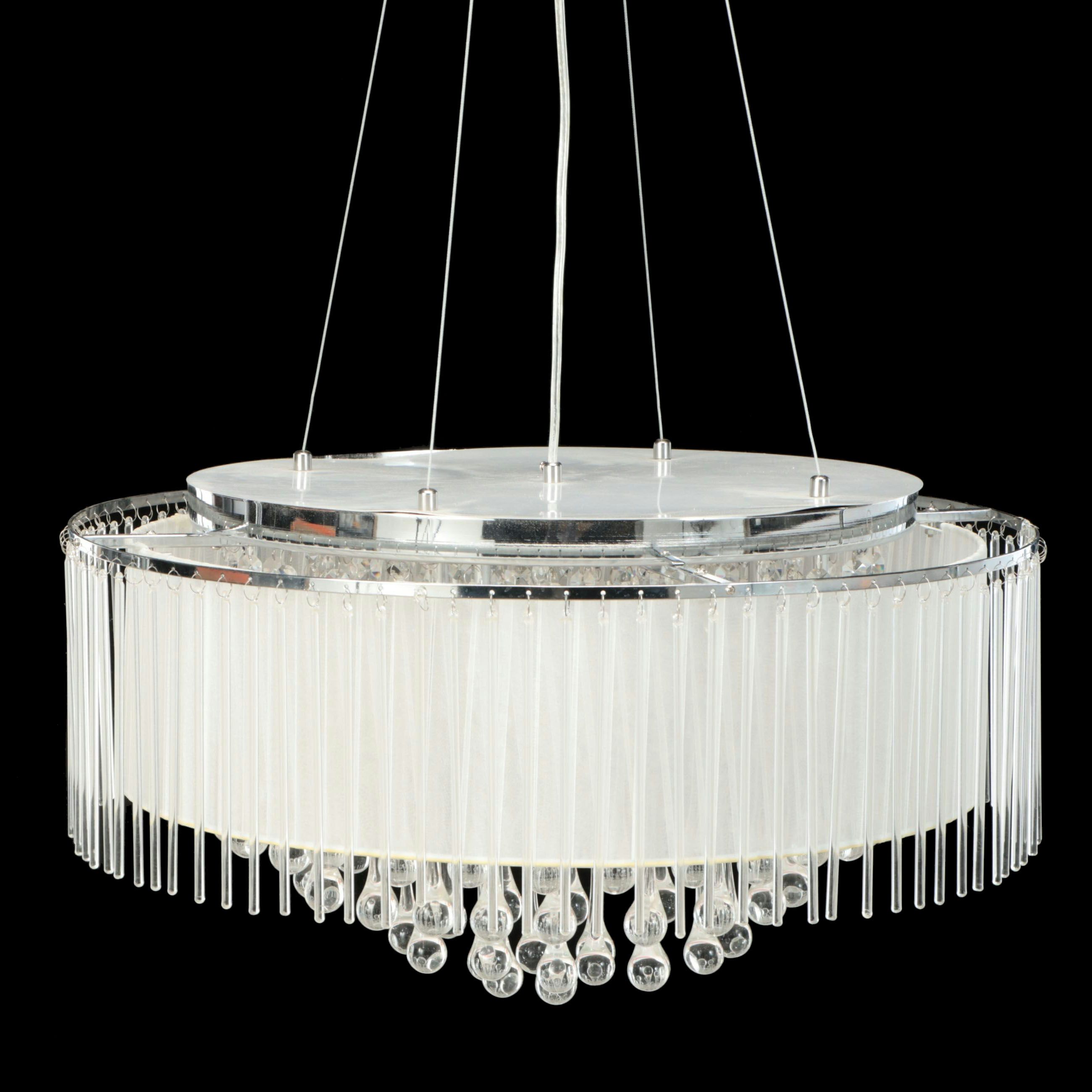 Contemporary "Ashton" Wedding Cake Pendant Light with Crystal Rainfall Prisms