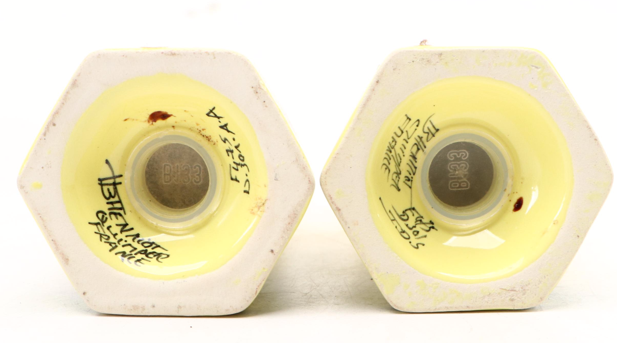 Michael Lambert "Java Jig" Ceramic Teapot with Henriot Quimper Shaker Set