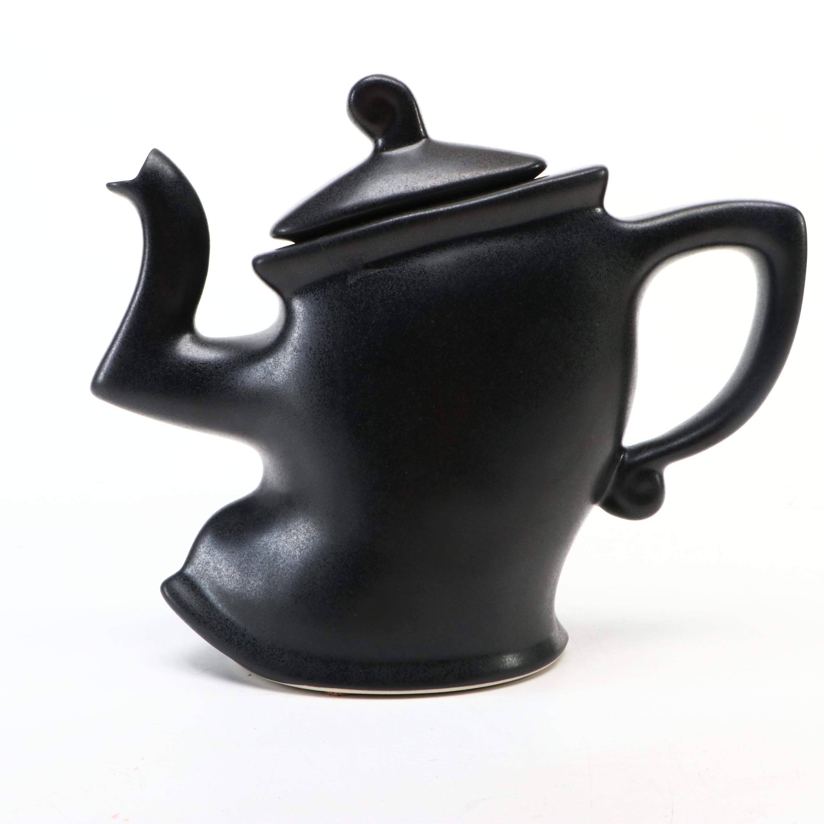 Michael Lambert "Java Jig" Ceramic Teapot with Henriot Quimper Shaker Set