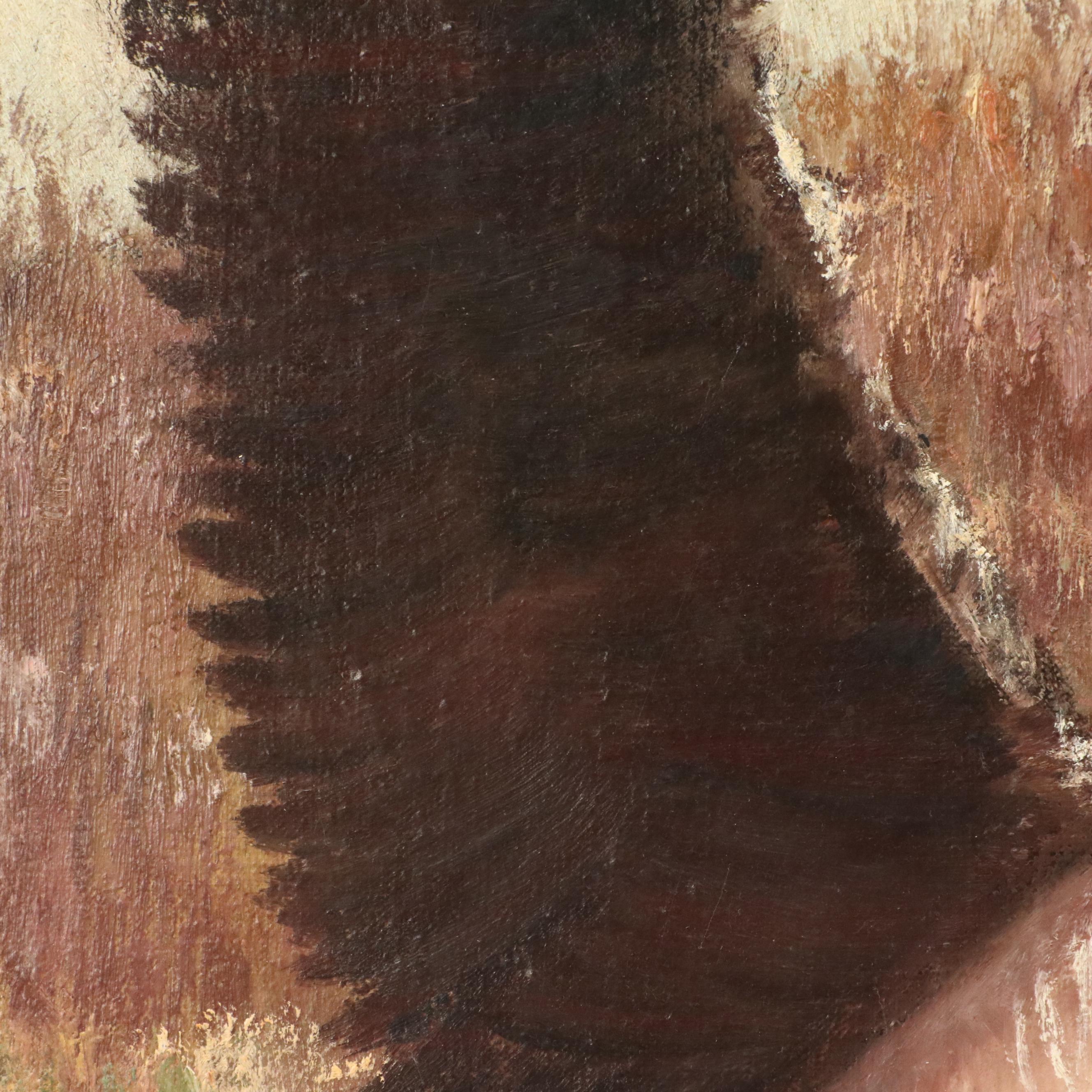 Oil Painting of Canadian Geese in Flight, 20th Century