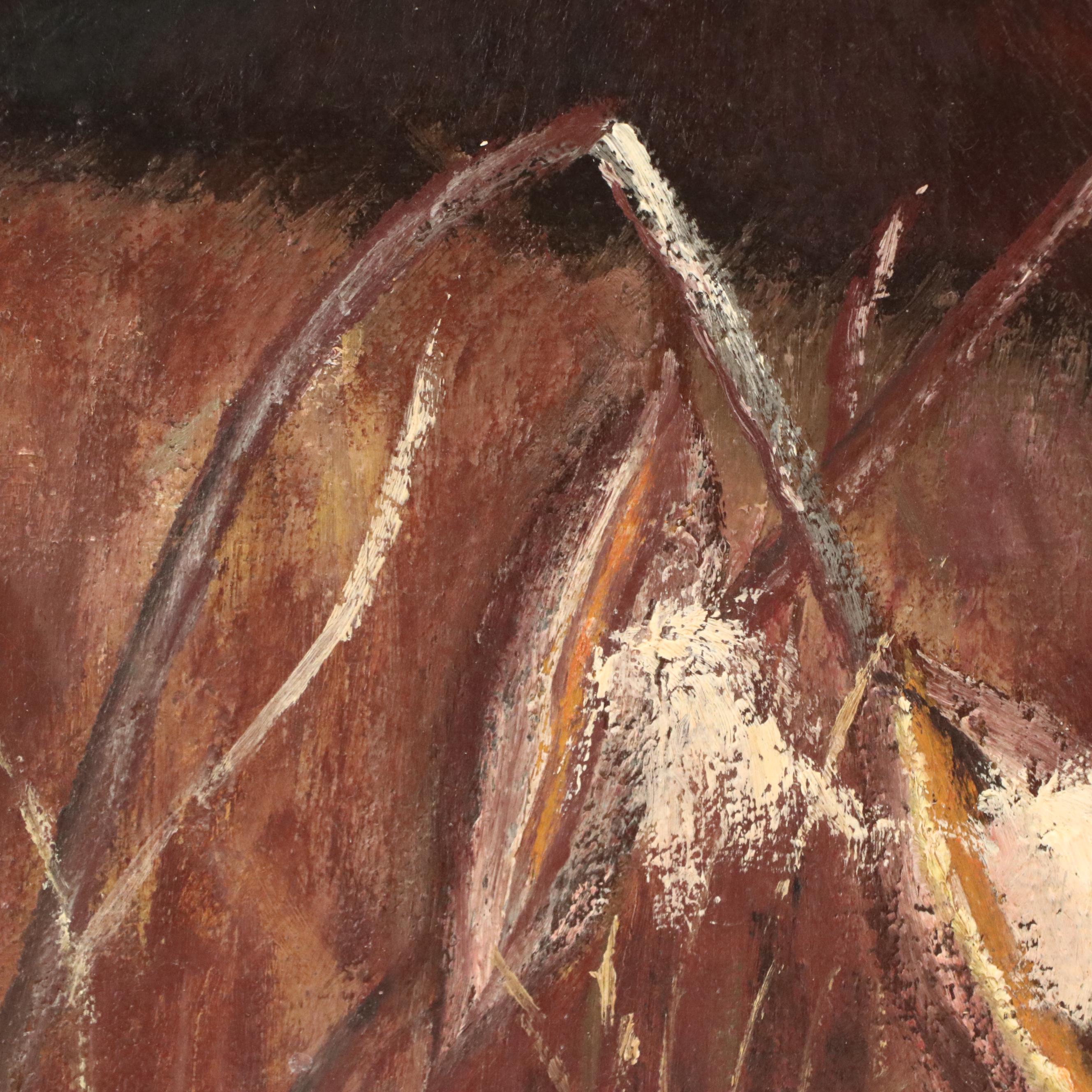 Oil Painting of Canadian Geese in Flight, 20th Century