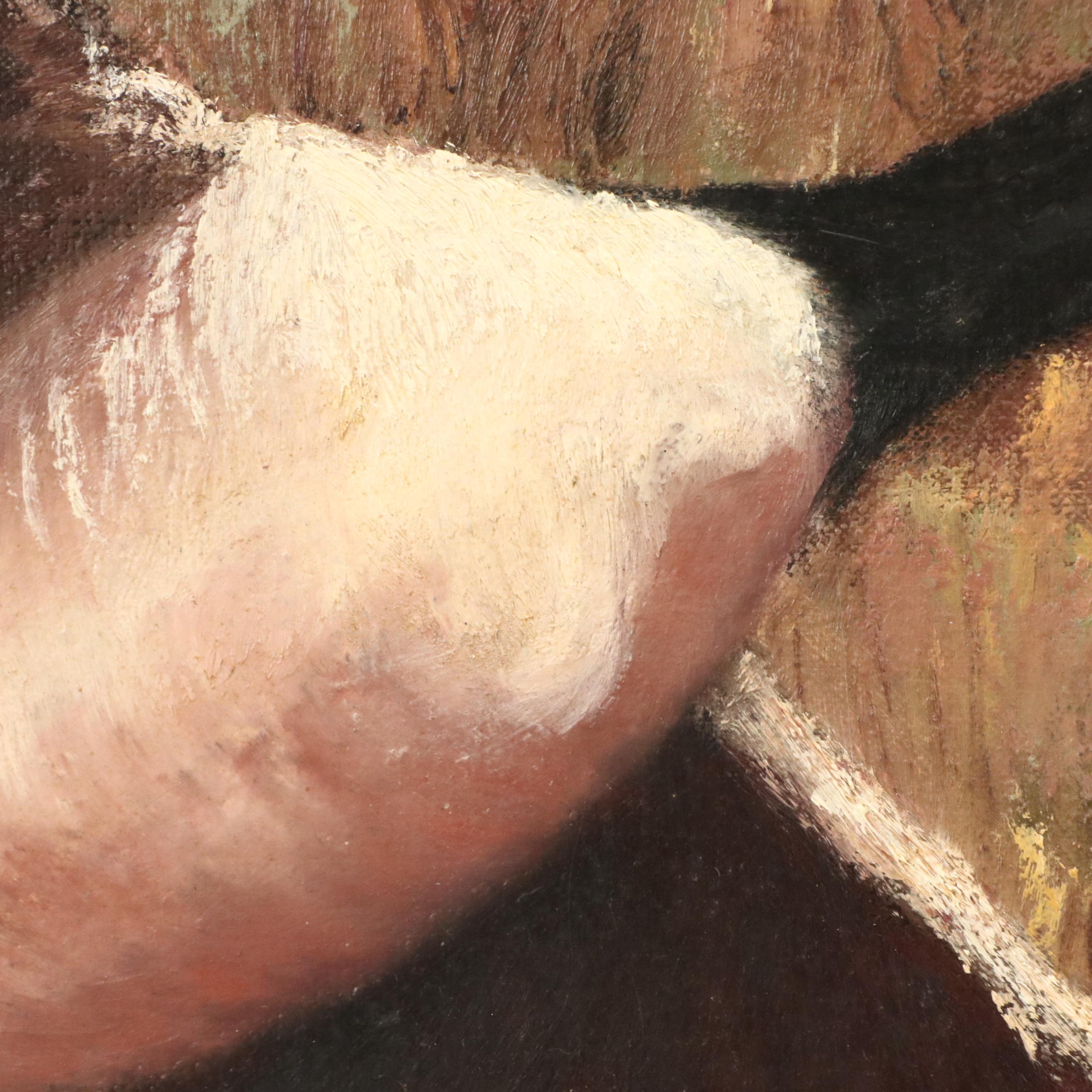 Oil Painting of Canadian Geese in Flight, 20th Century