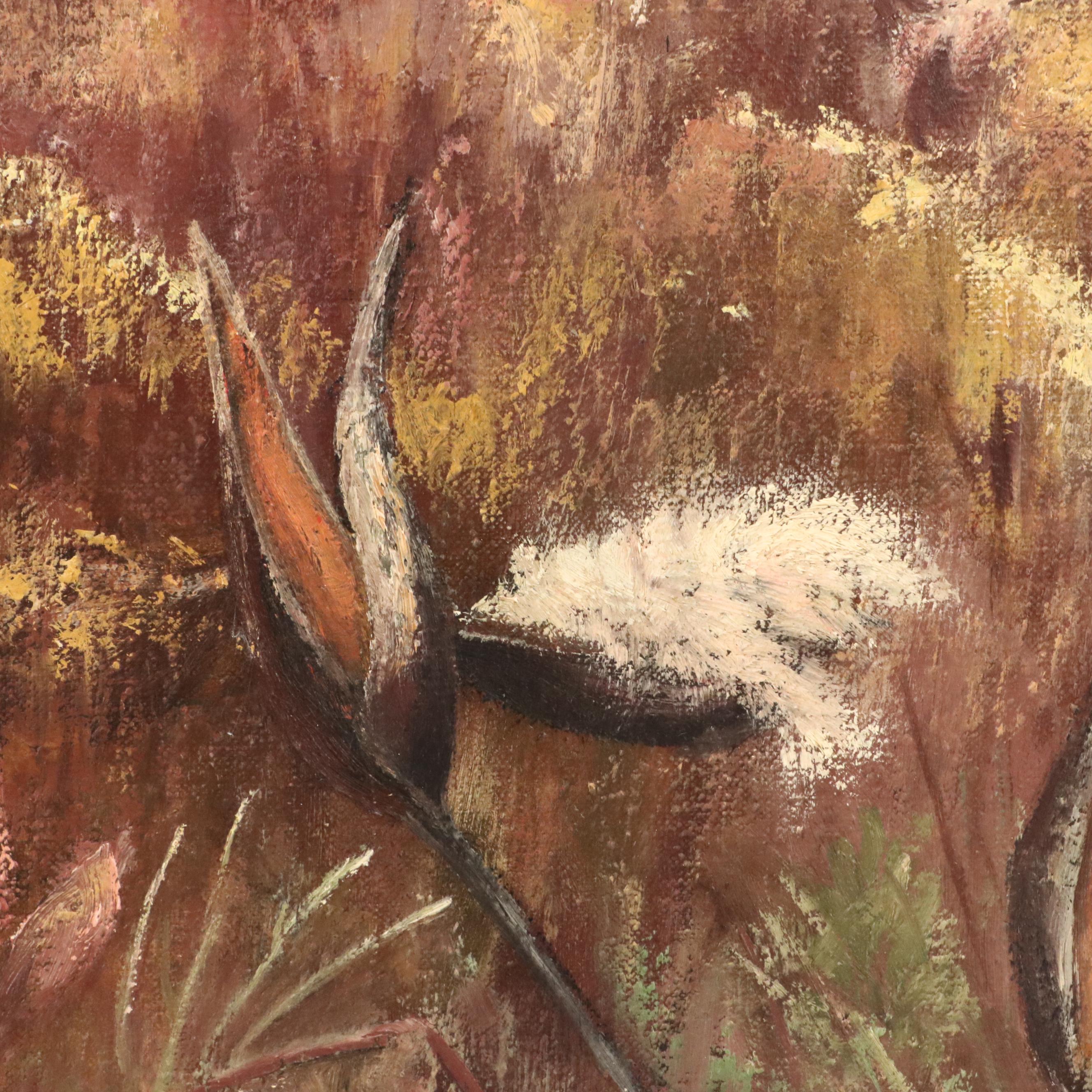 Oil Painting of Canadian Geese in Flight, 20th Century