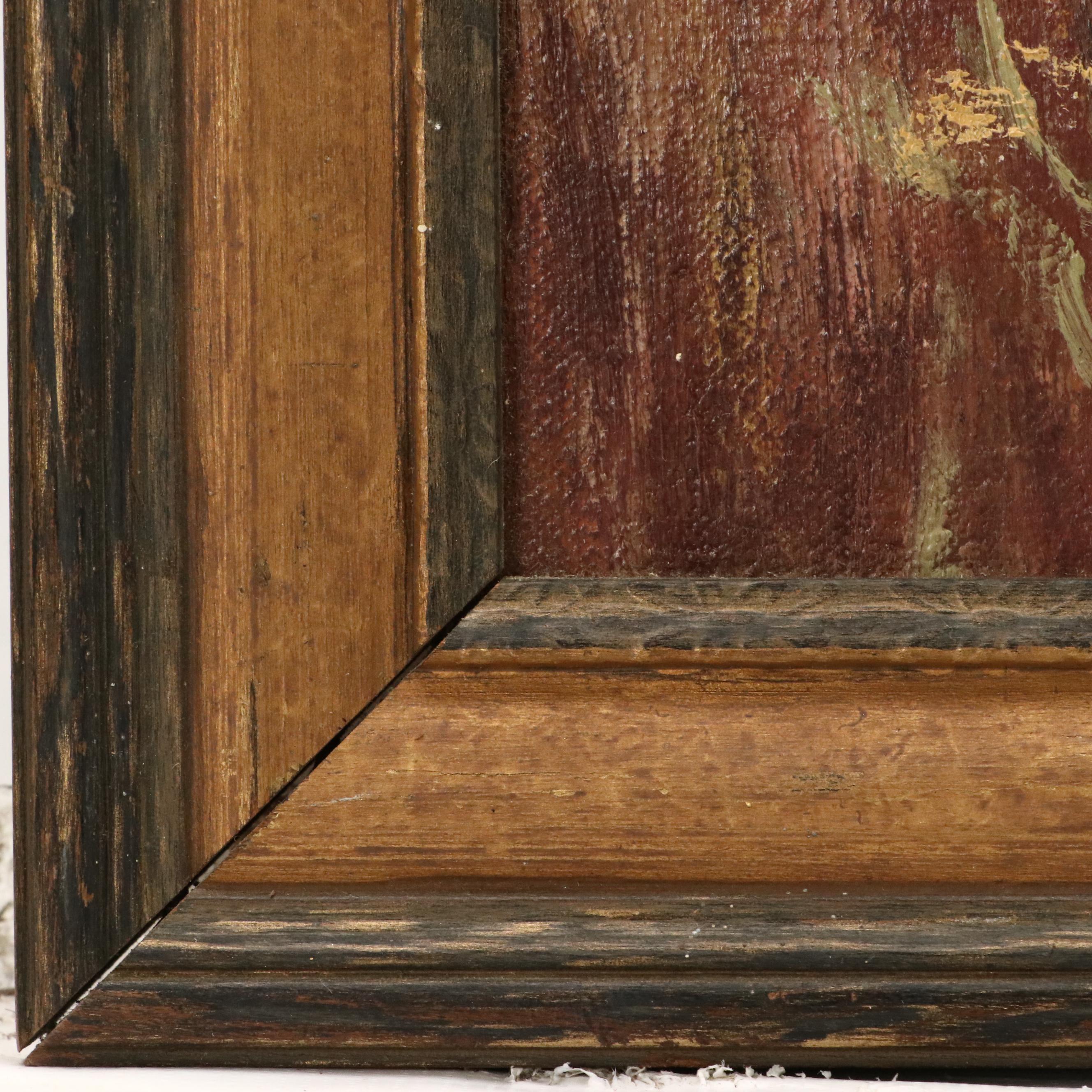 Oil Painting of Canadian Geese in Flight, 20th Century