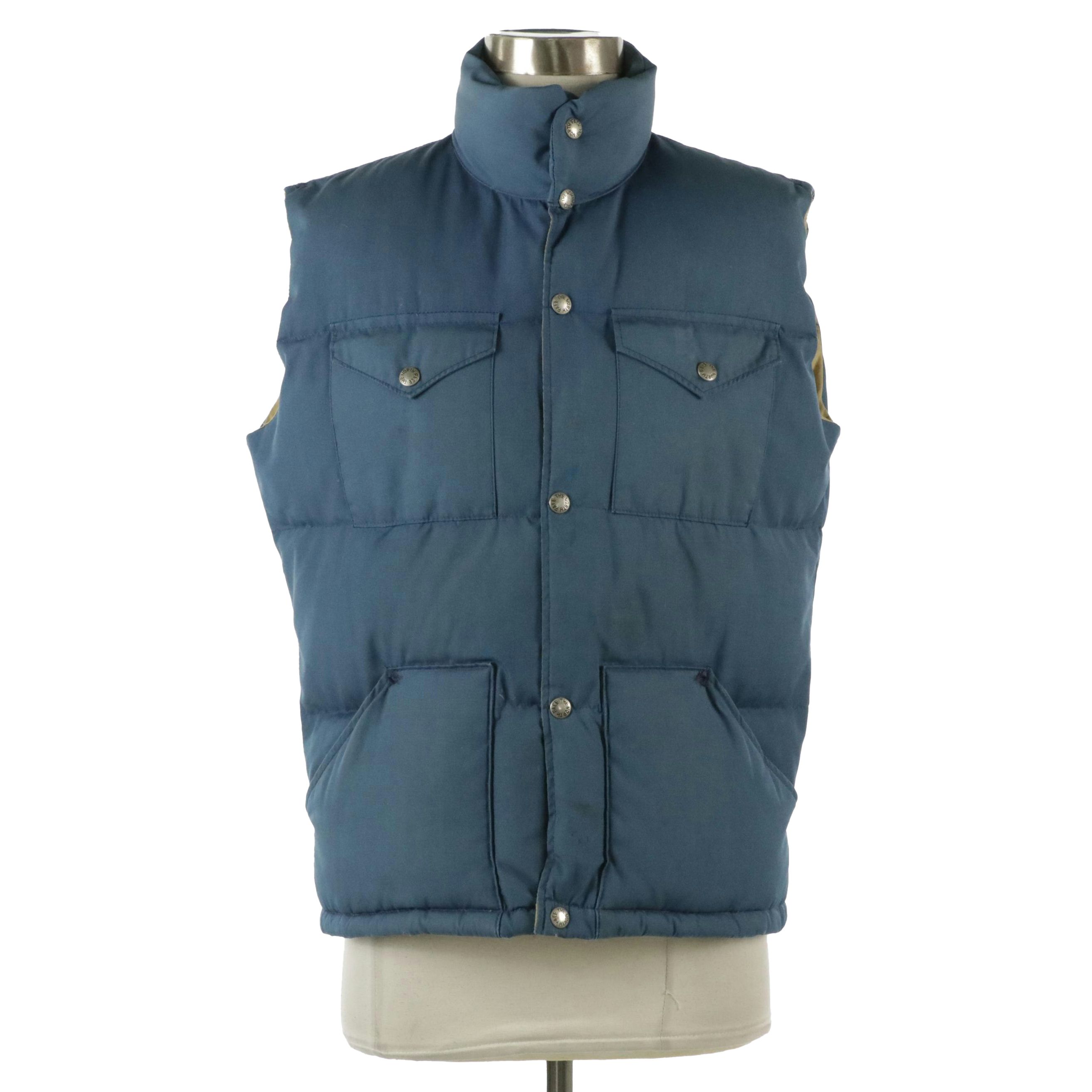 The North Face Blue Puffer Snap-Front Vest