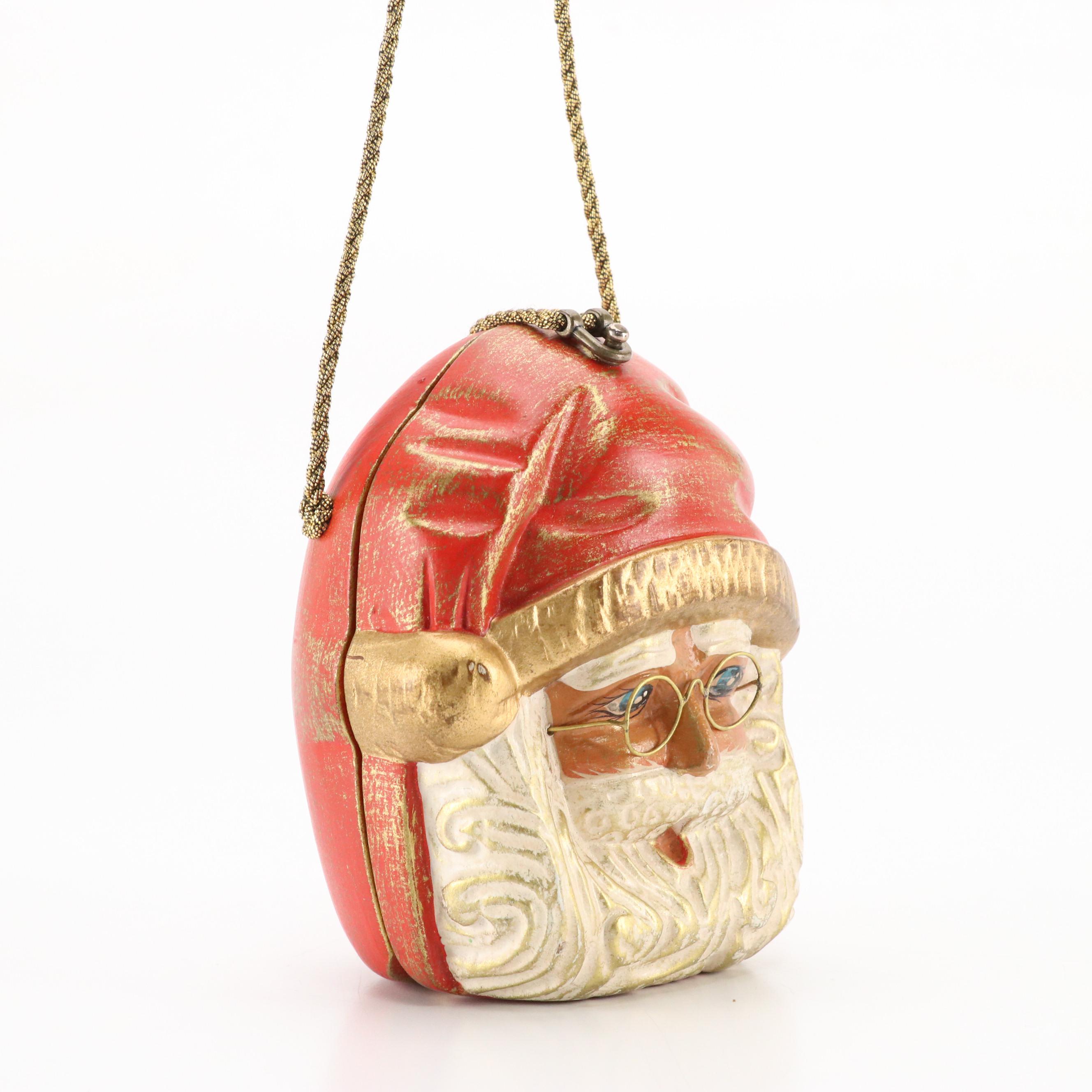 Timmy Woods Hand-Carved and Painted Wooden Santa Claus Bag