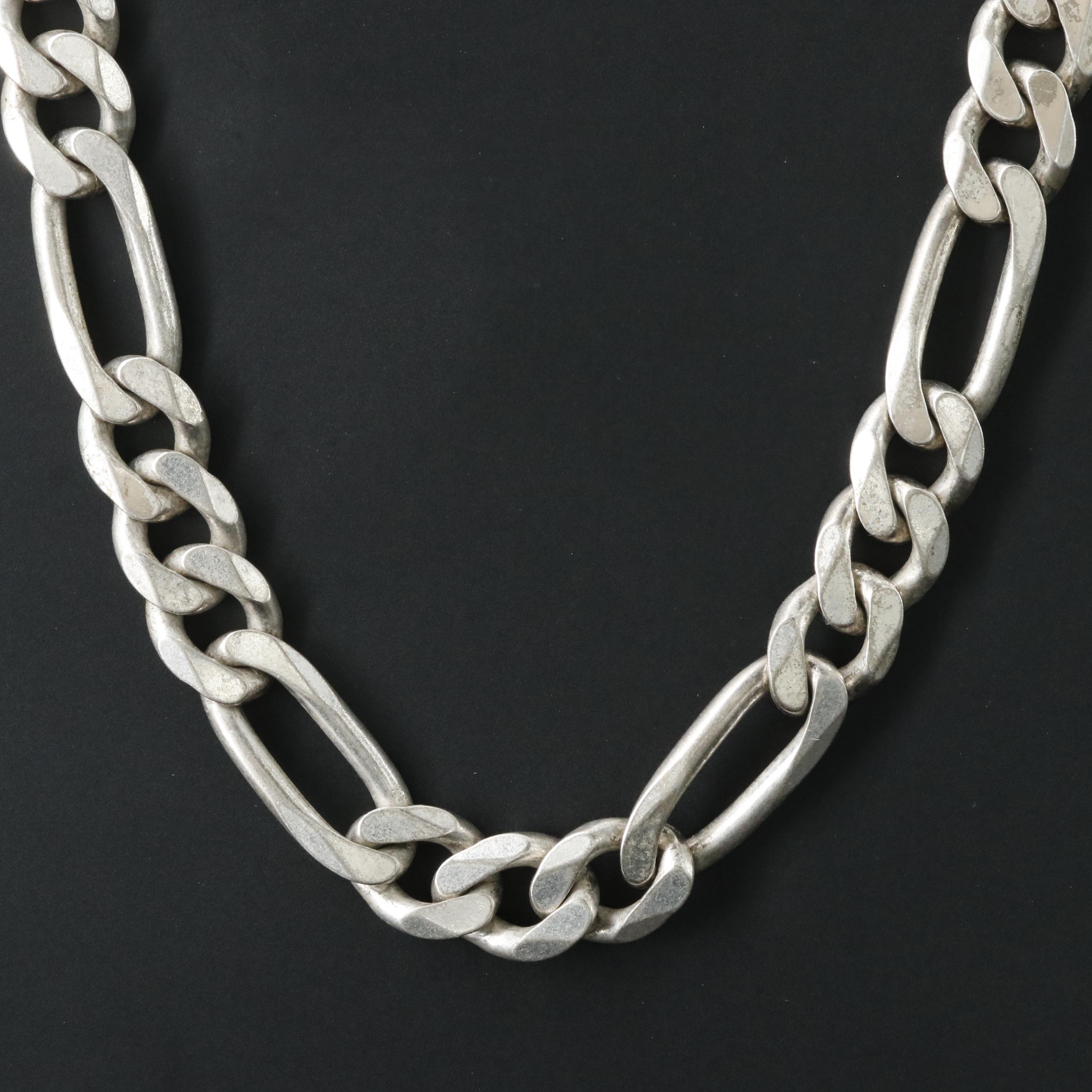 Sterling Figaro Chain Necklace