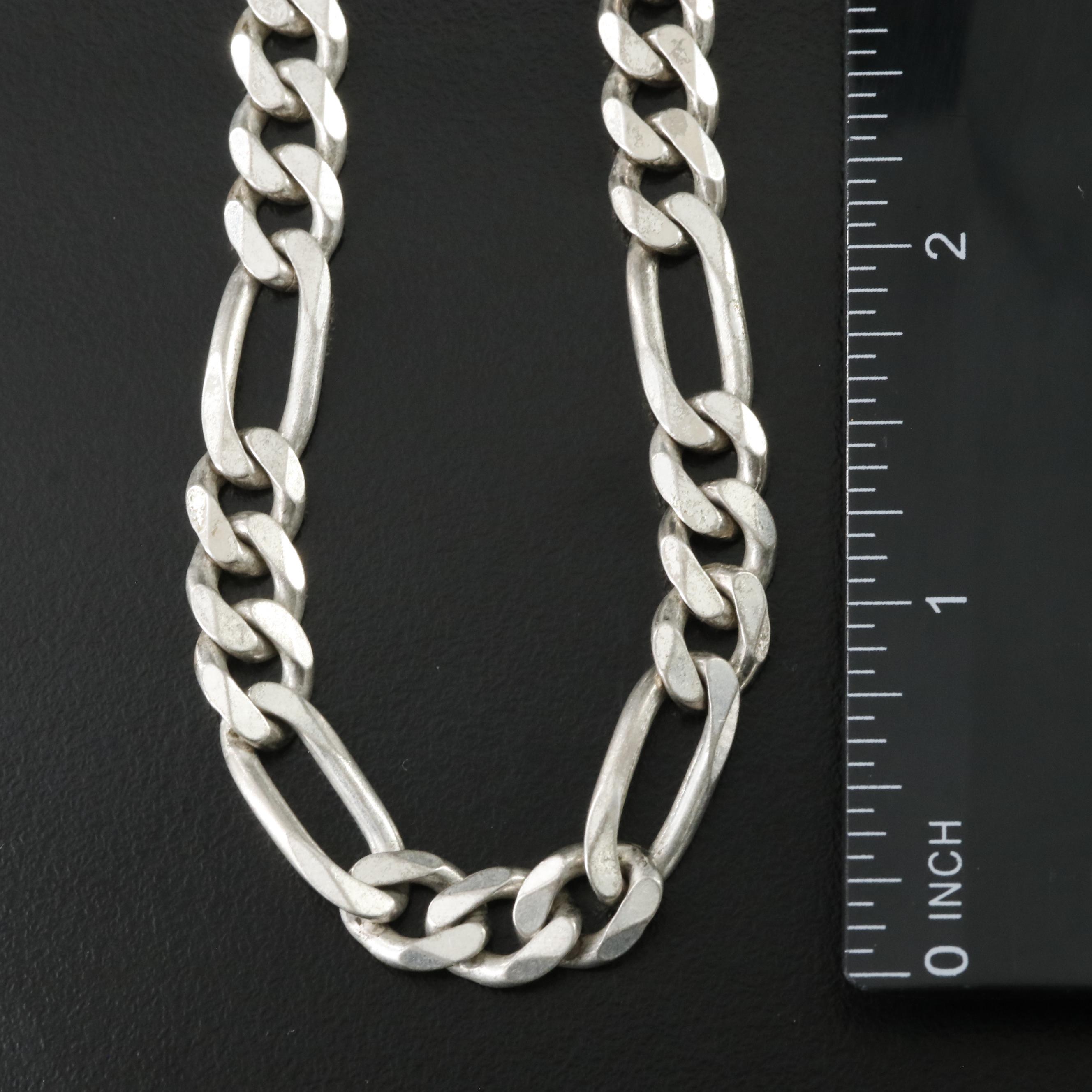 Sterling Figaro Chain Necklace