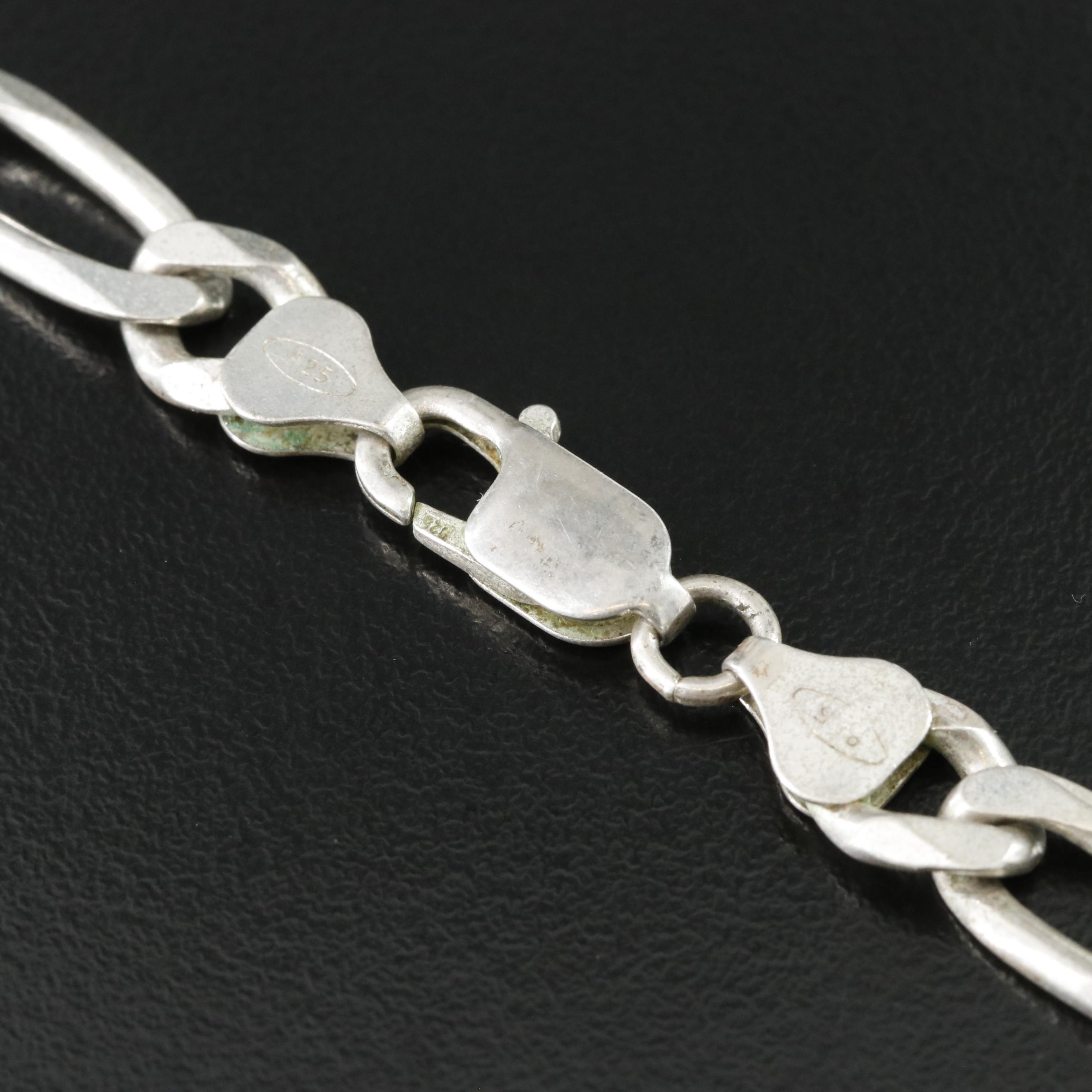 Sterling Figaro Chain Necklace
