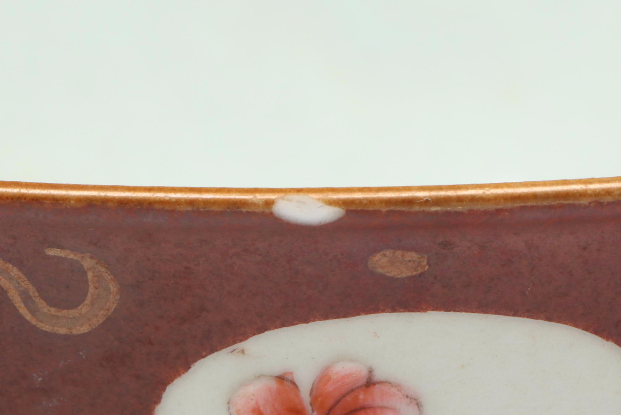 Antique Chinese Qing Dynasty Red-Glaze Famille Rose Bowl and Plate