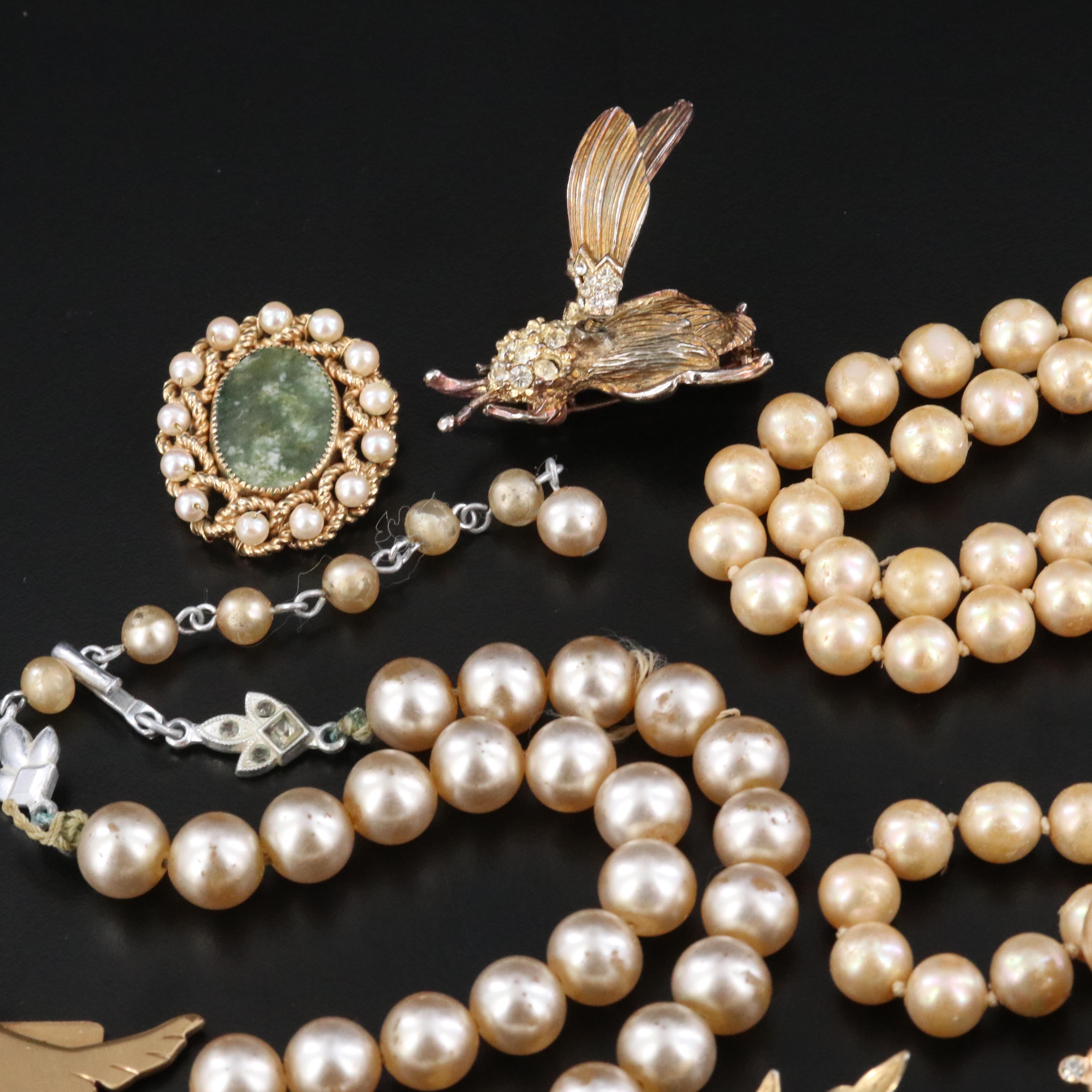 Miriam Haskell Earrings, Weiss and Sterling Brooch Featured in Vintage Jewelry