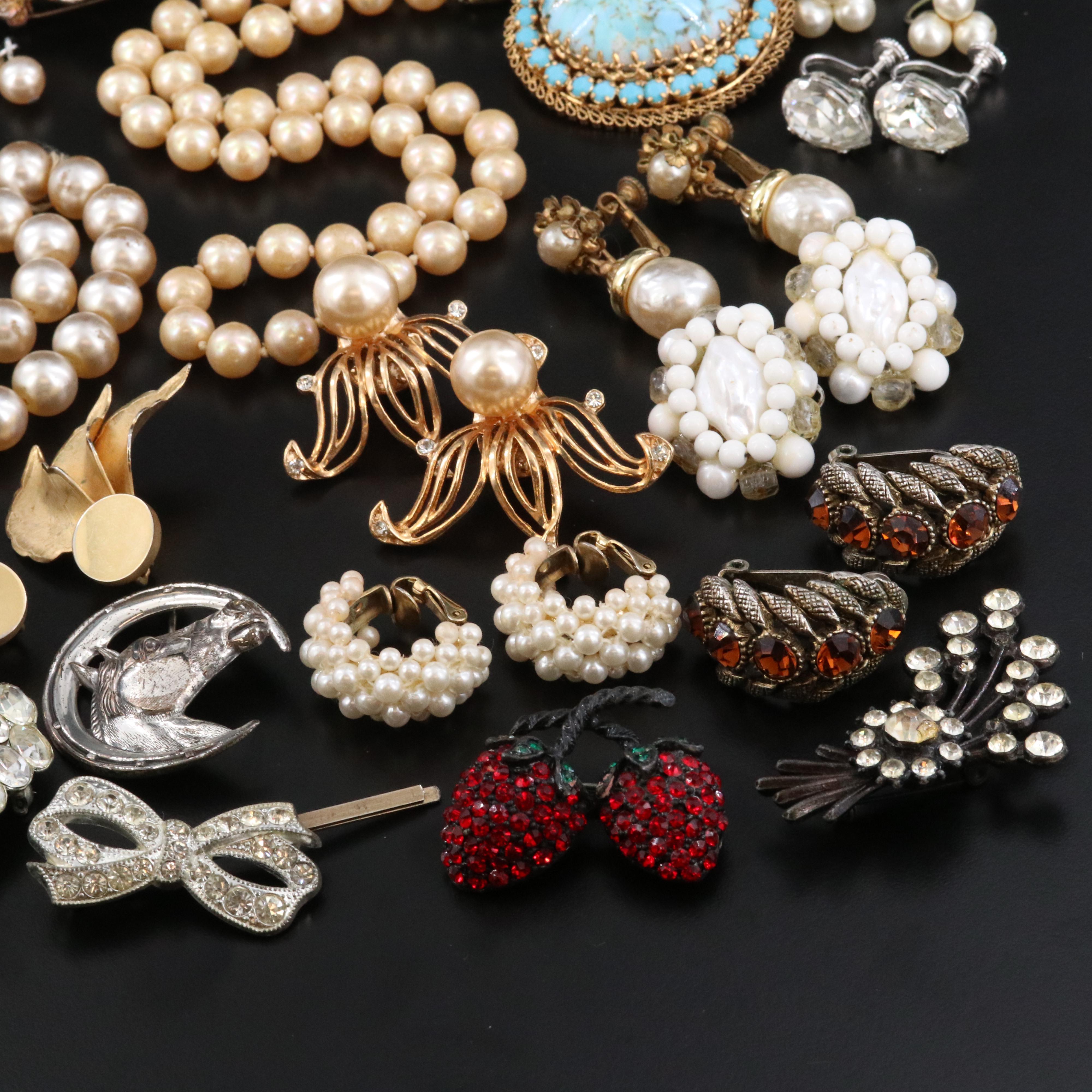 Miriam Haskell Earrings, Weiss and Sterling Brooch Featured in Vintage Jewelry