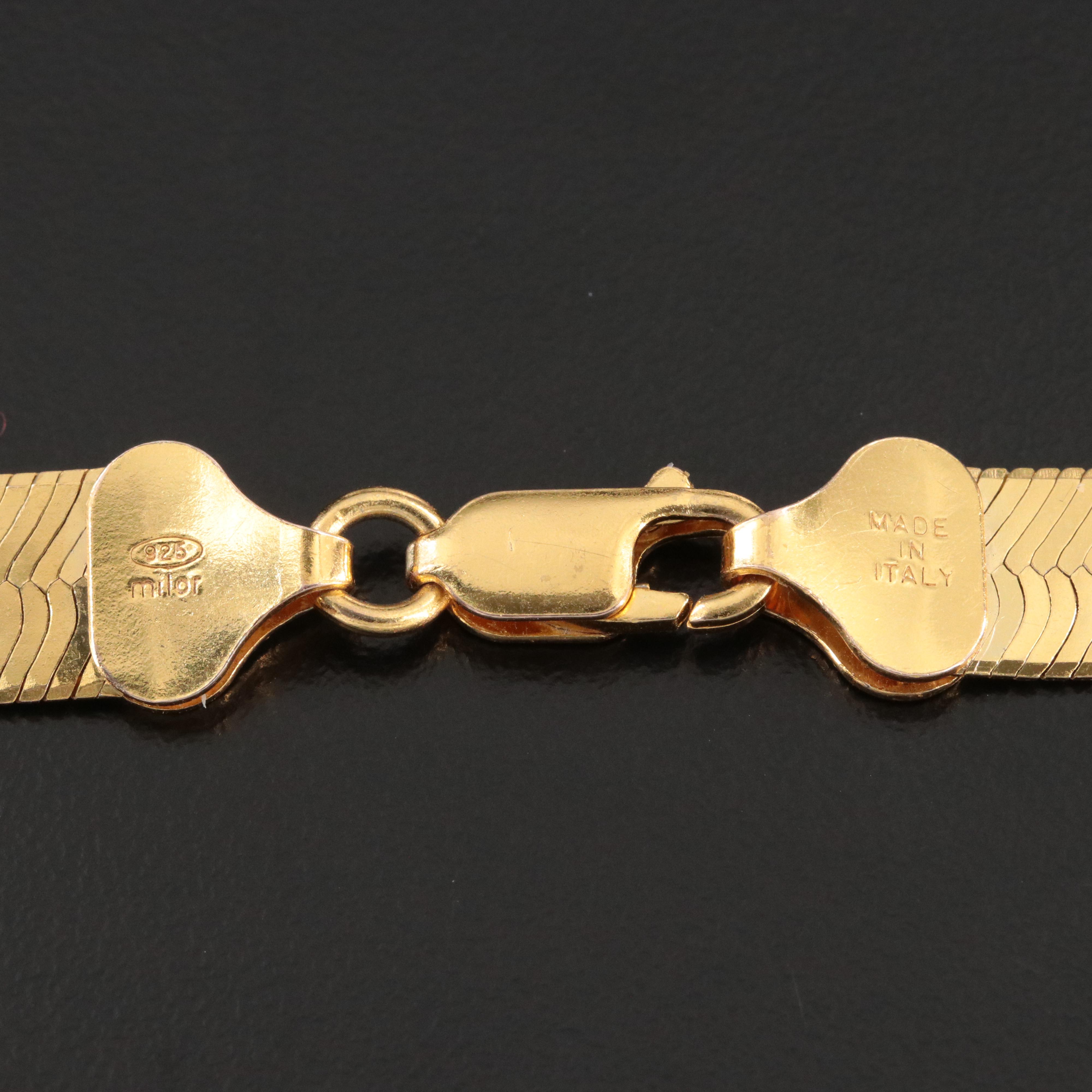 Italian Milor Sterling Herringbone Chain Necklace