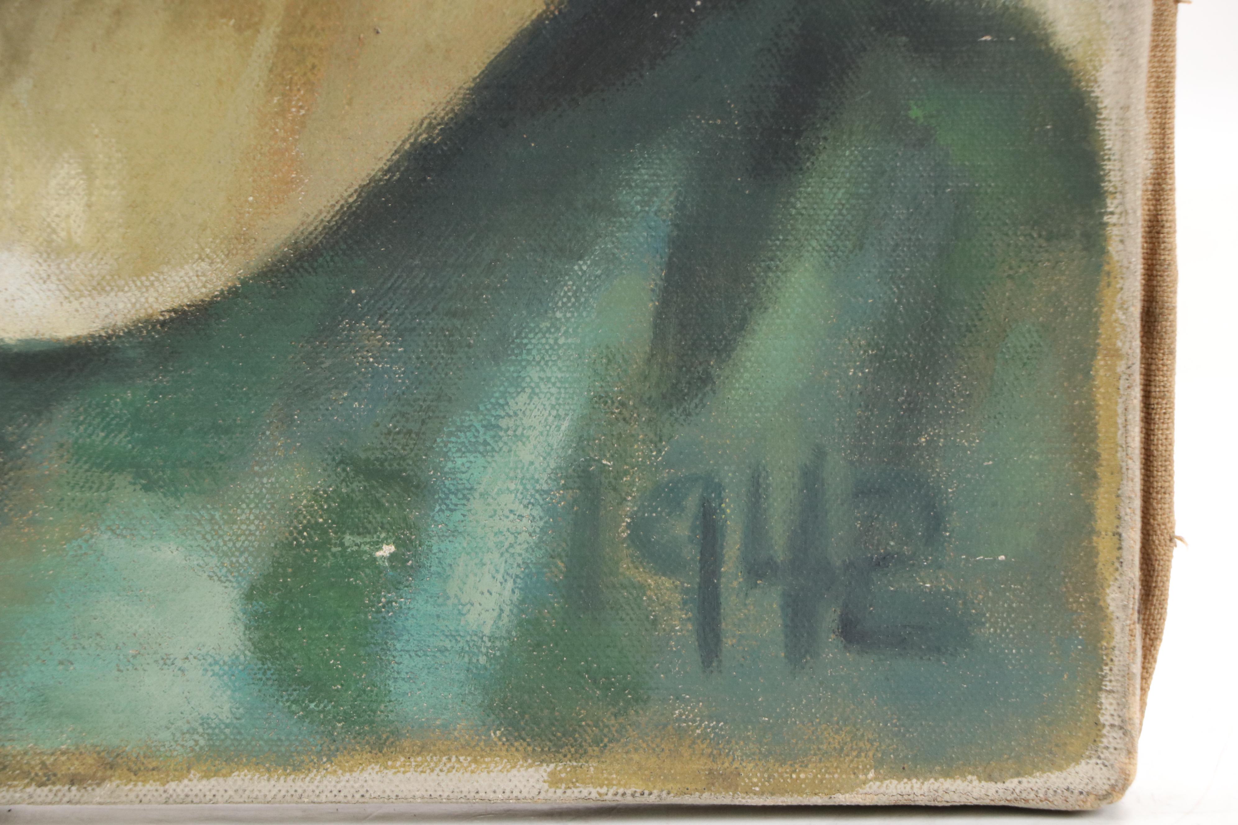 American School Oil Painting Portrait of Child, 1942