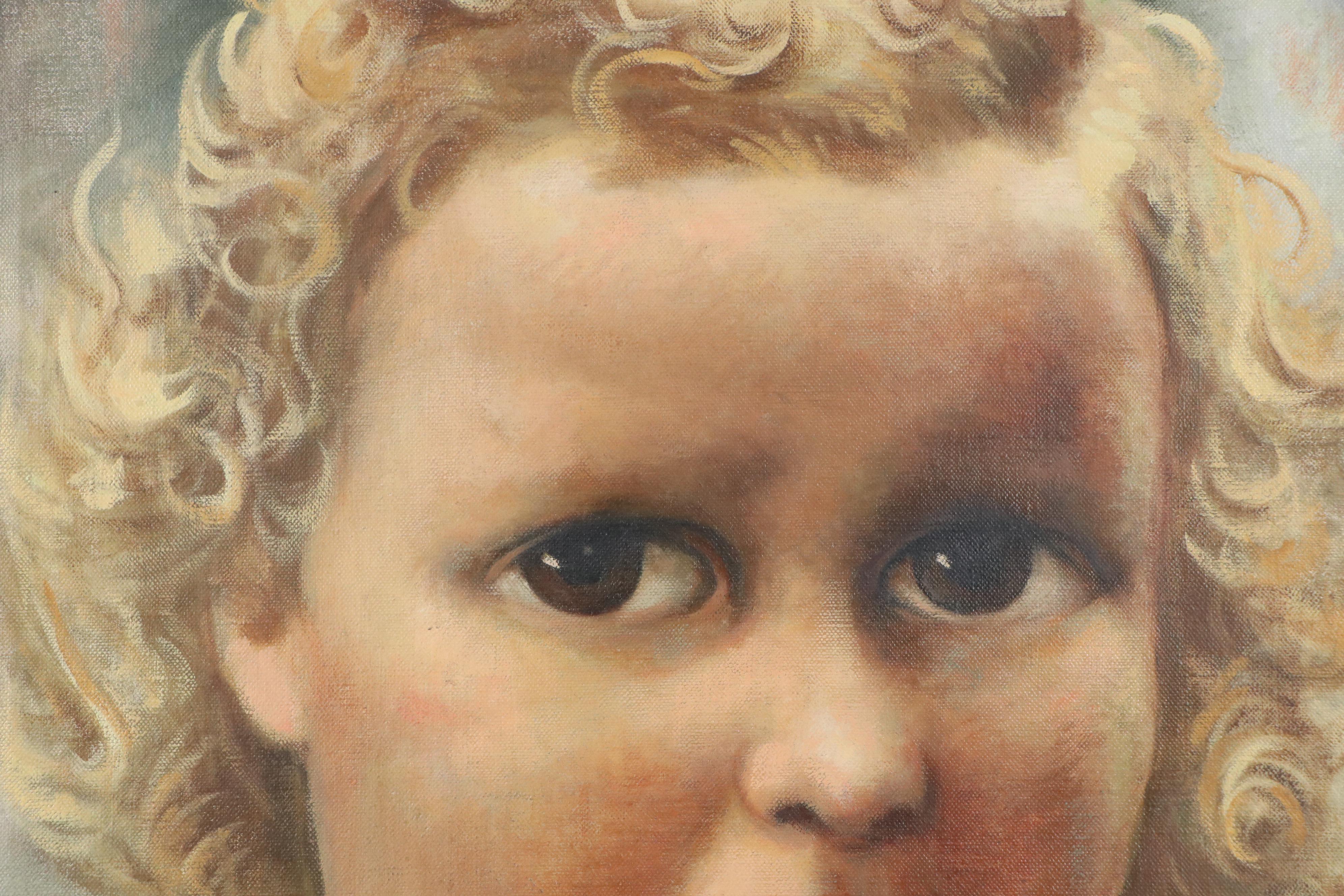 American School Oil Painting Portrait of Child, 1942