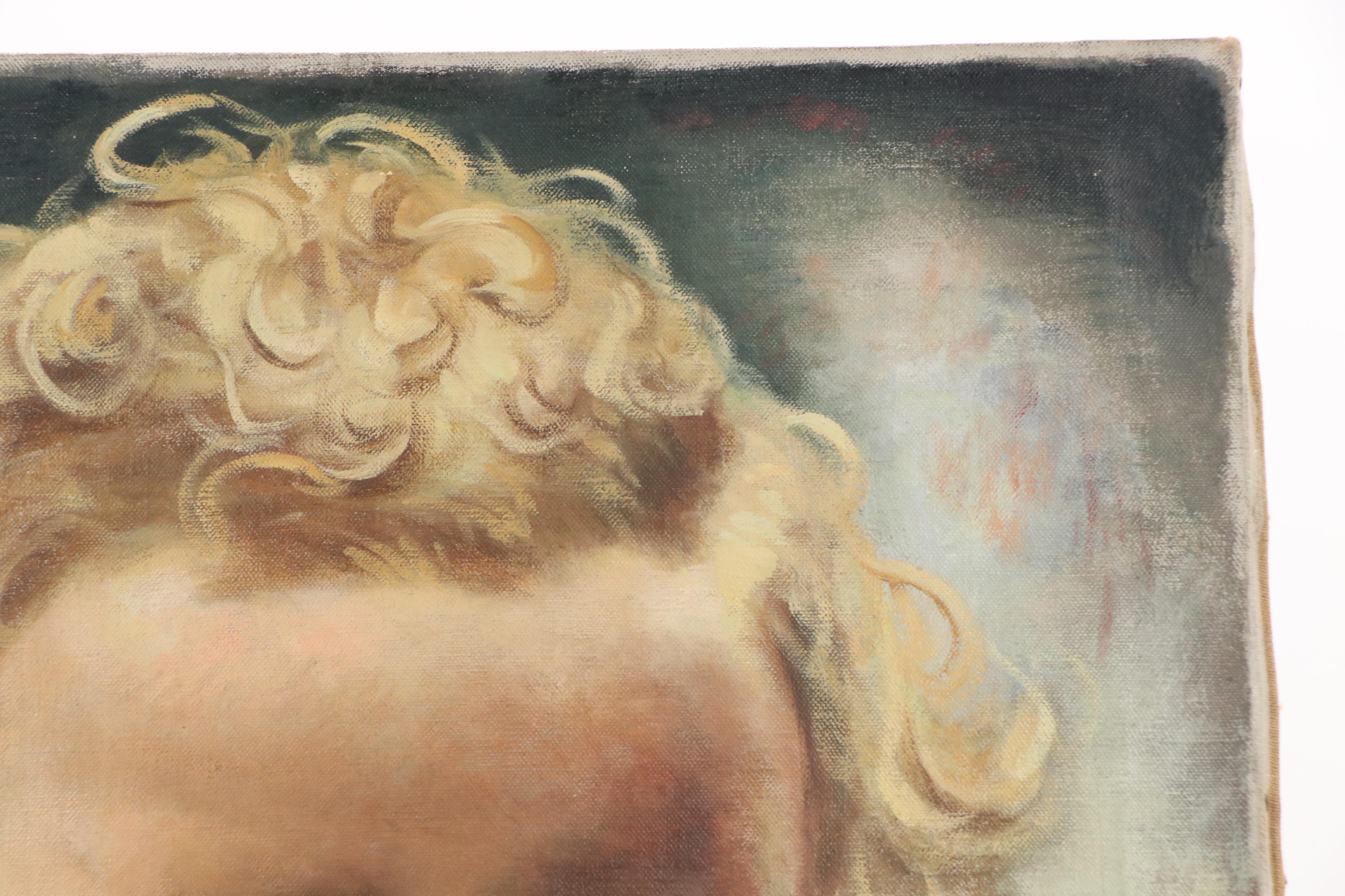 American School Oil Painting Portrait of Child, 1942