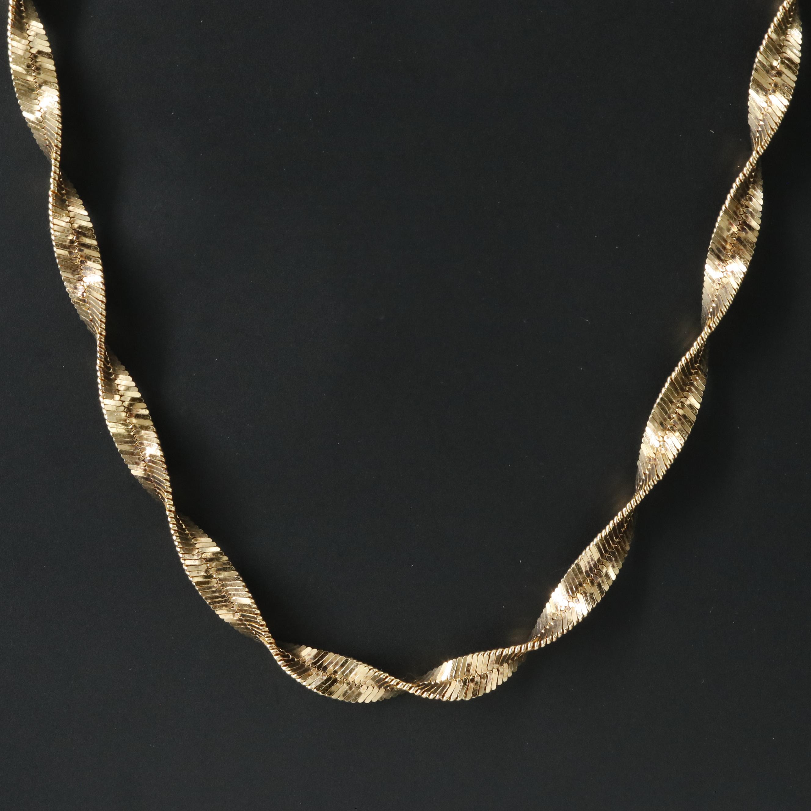 Sterling Twisted Herringbone Chain Necklace