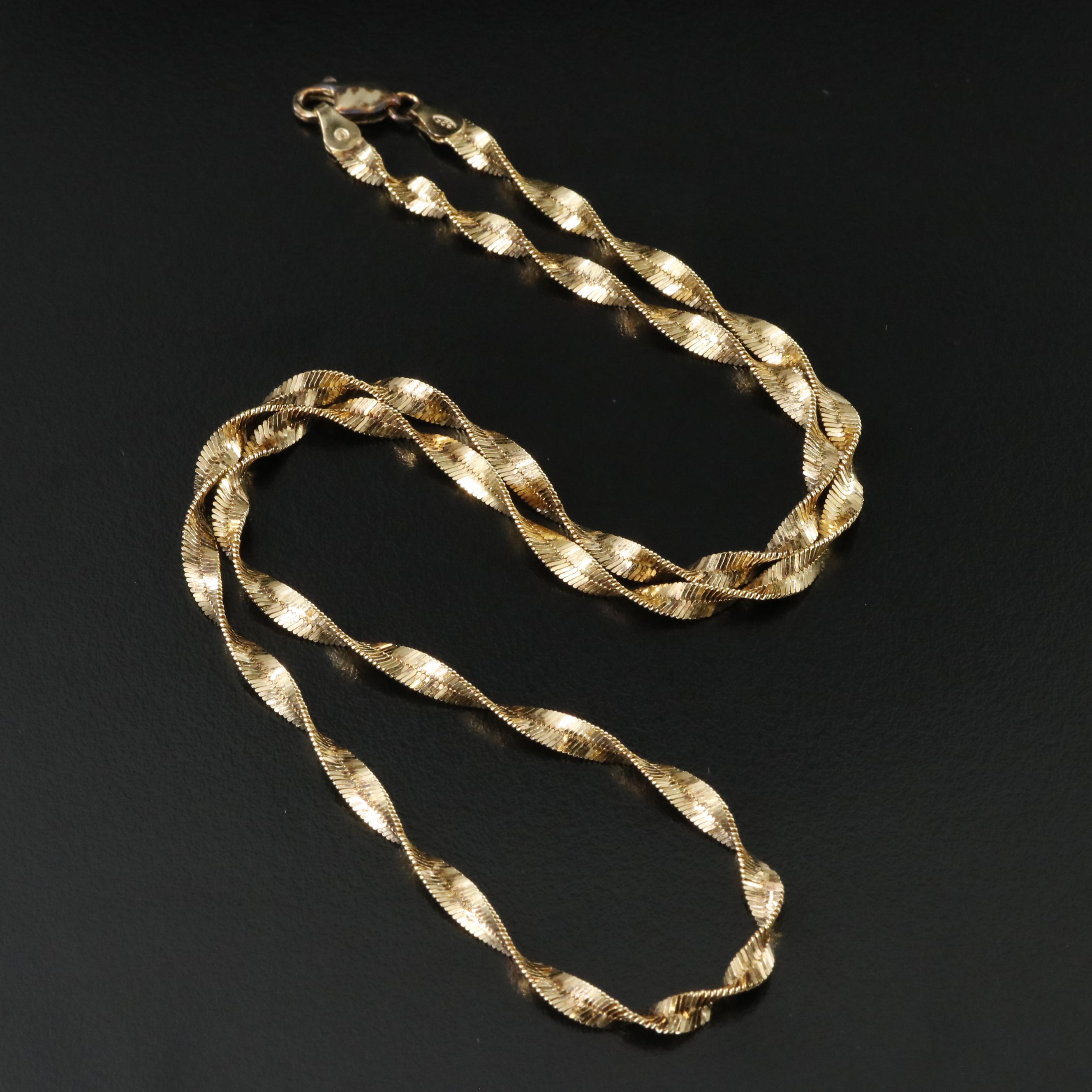 Sterling Twisted Herringbone Chain Necklace