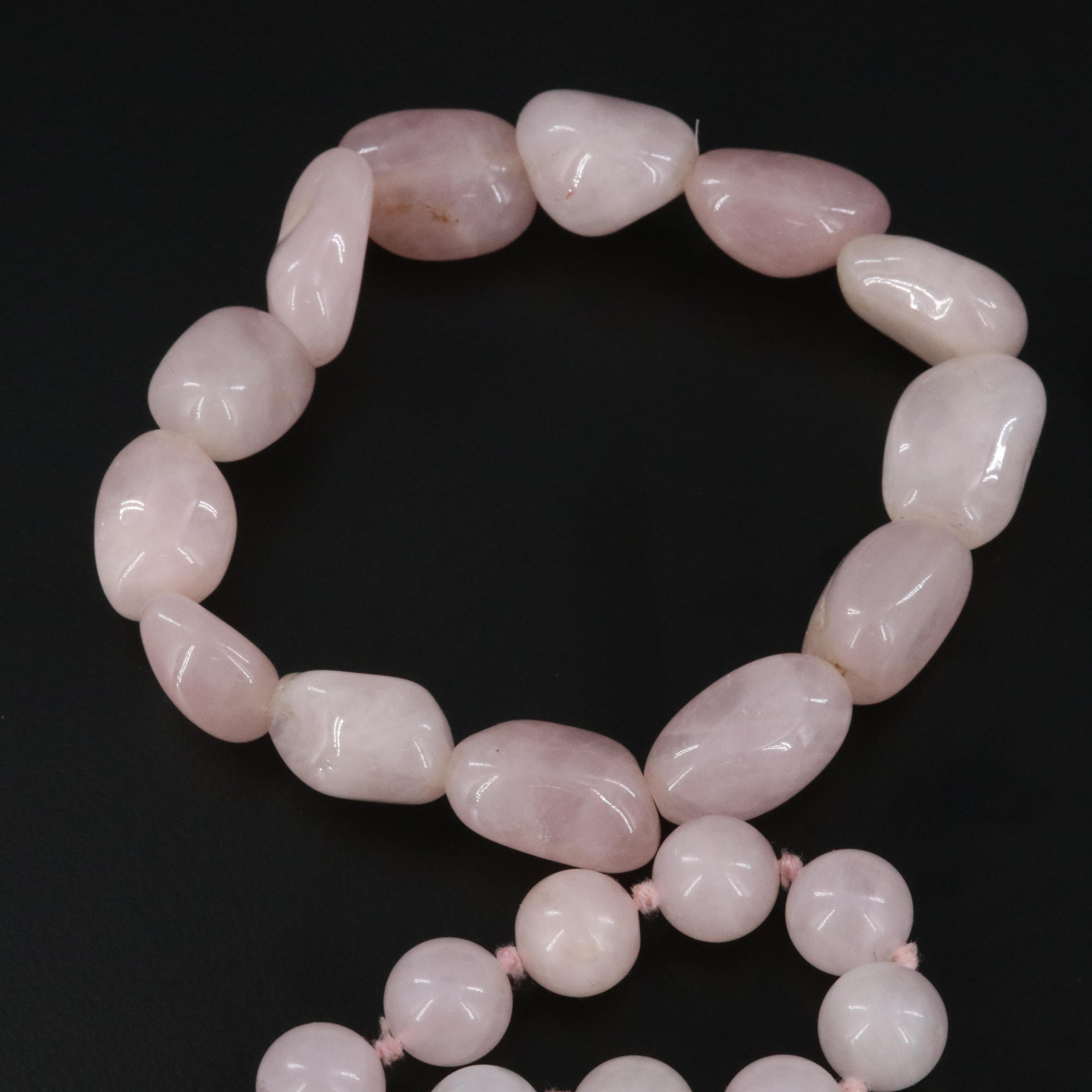 Amethyst, Rose Quartz and Chalcedony Necklace and Bracelets
