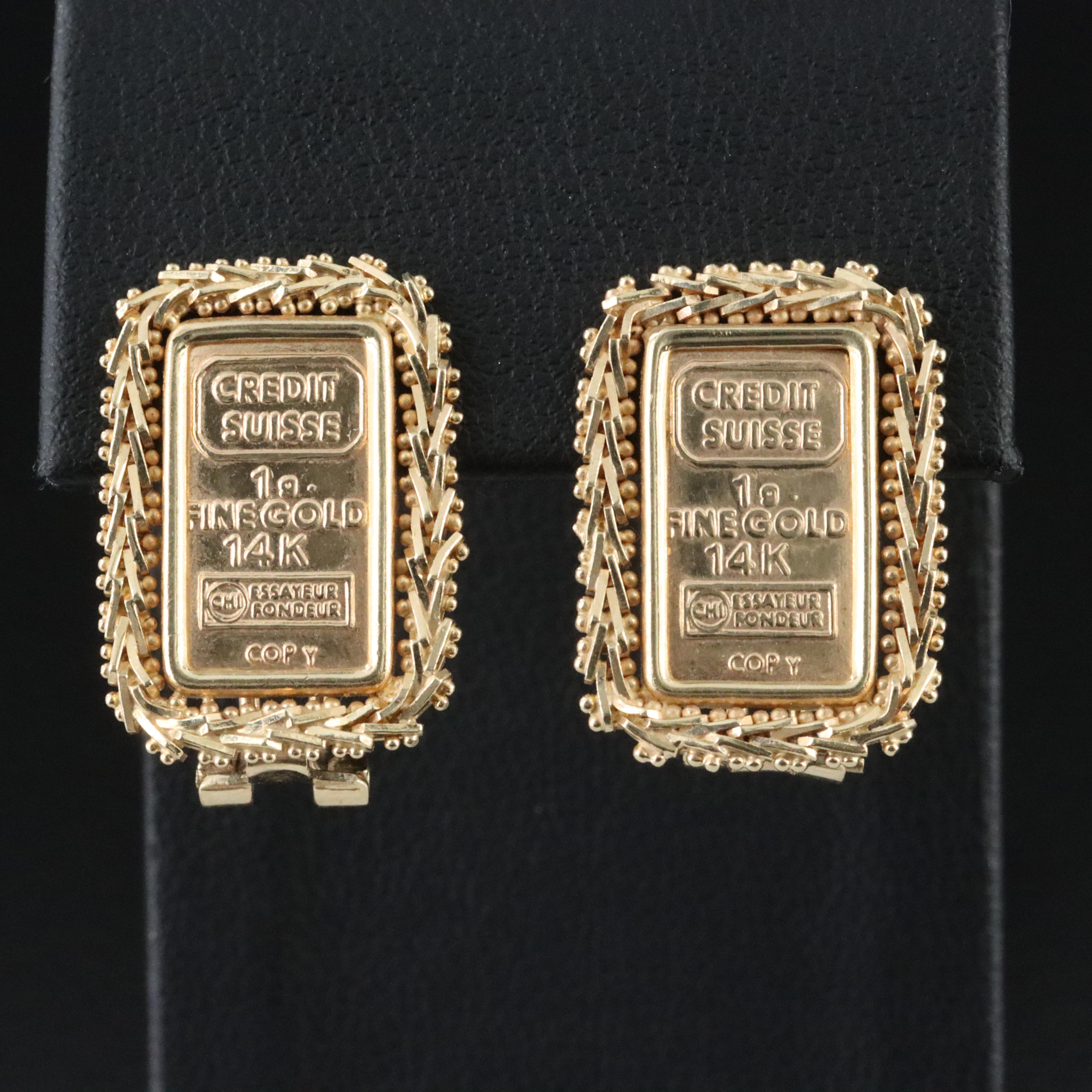 14K Replica Ingot Earrings