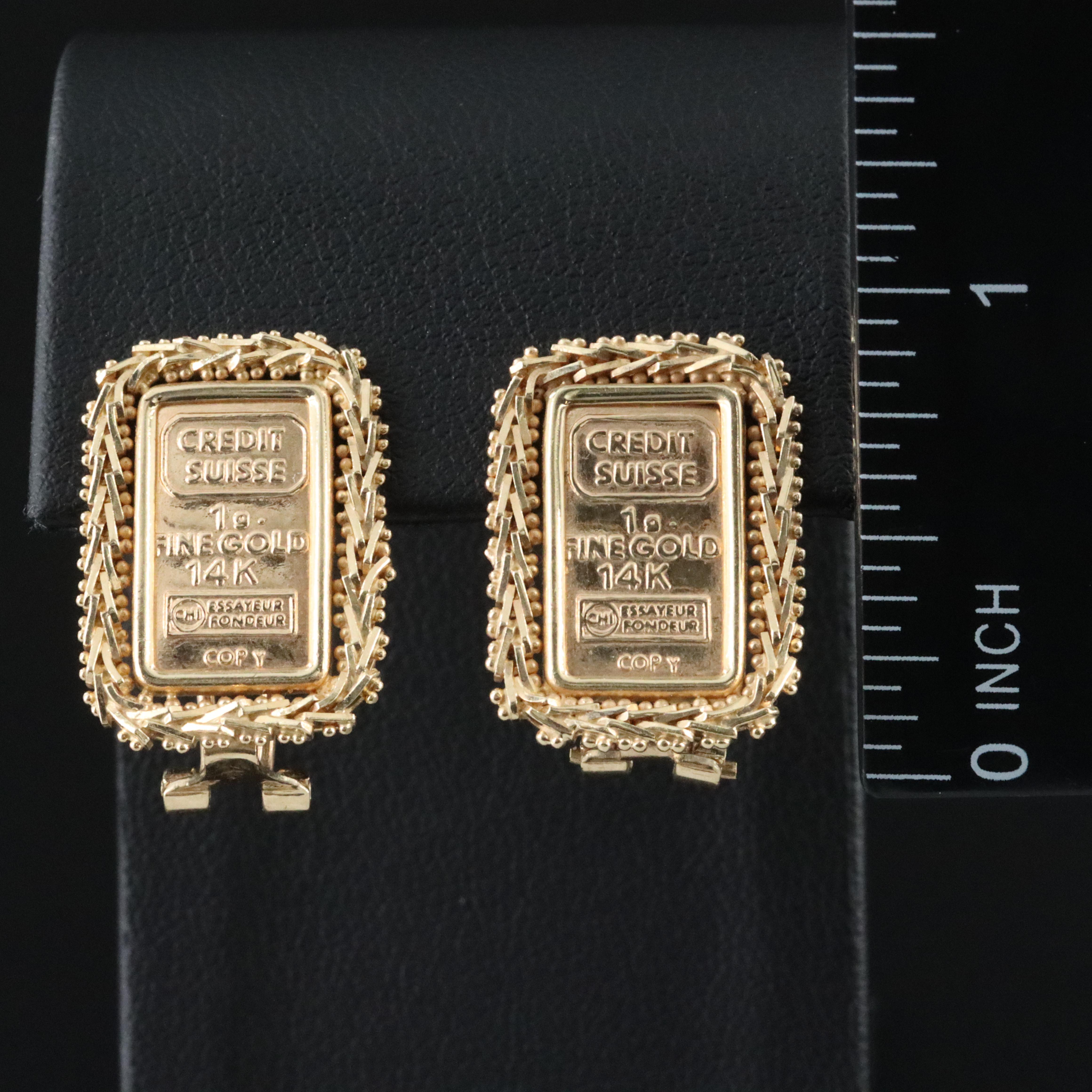 14K Replica Ingot Earrings