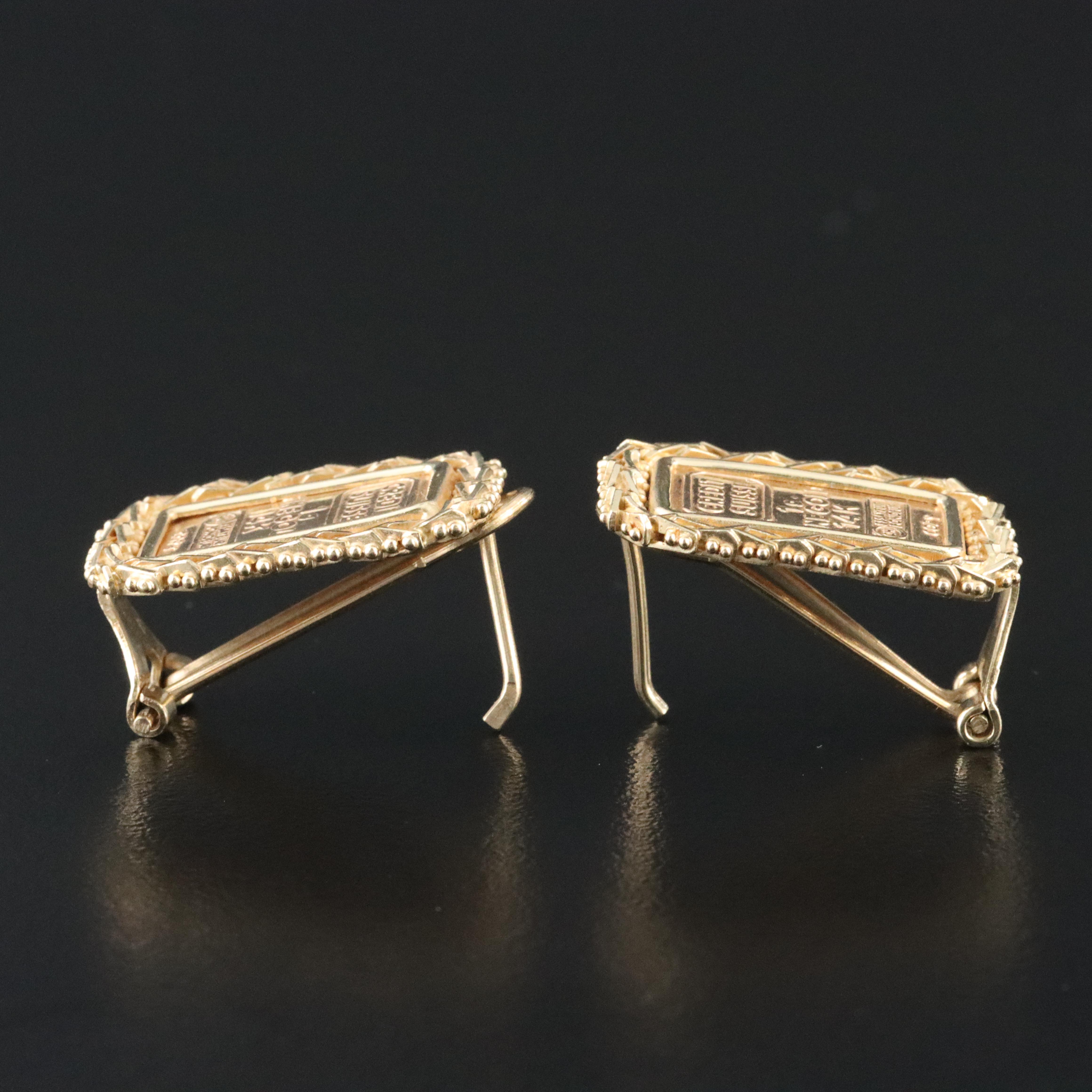 14K Replica Ingot Earrings