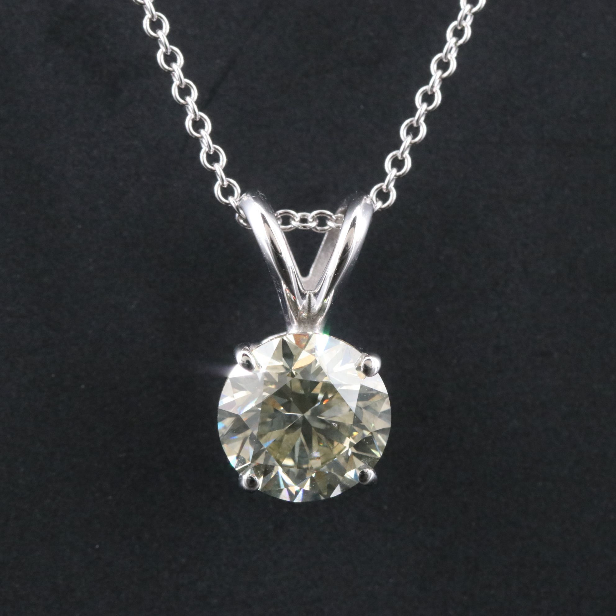 14K 1.58 CT Diamond Solitaire Pendant Necklace with IGI Jewelry Report
