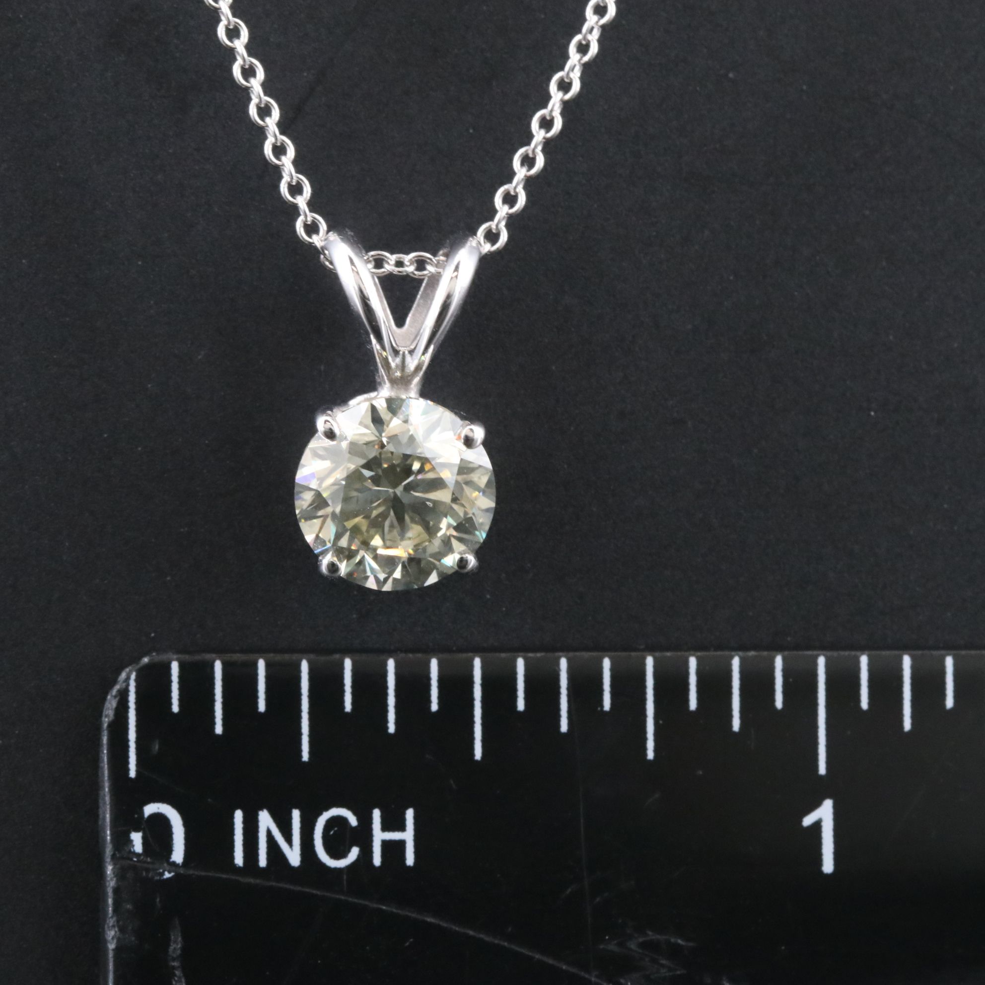 14K 1.58 CT Diamond Solitaire Pendant Necklace with IGI Jewelry Report