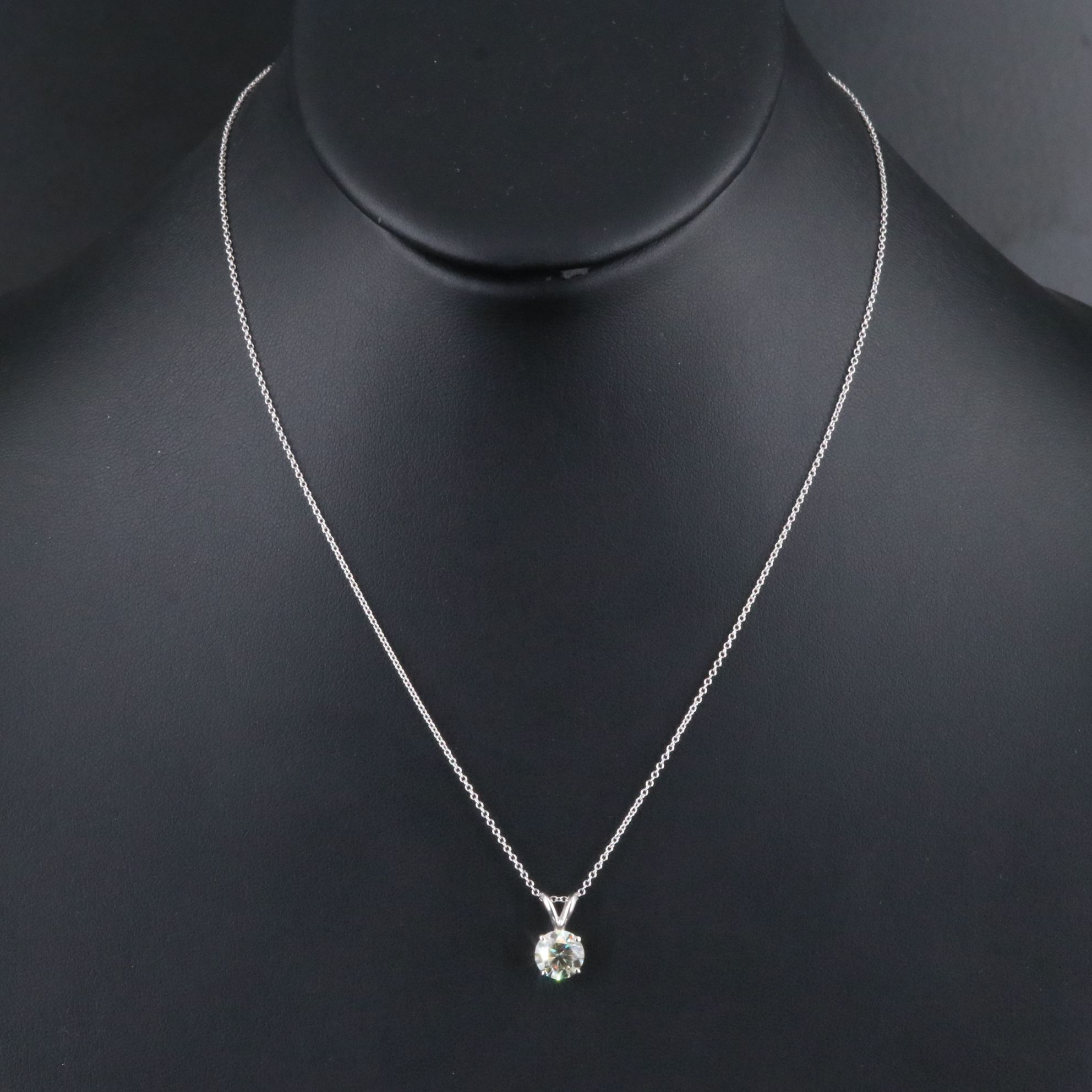 14K 1.58 CT Diamond Solitaire Pendant Necklace with IGI Jewelry Report