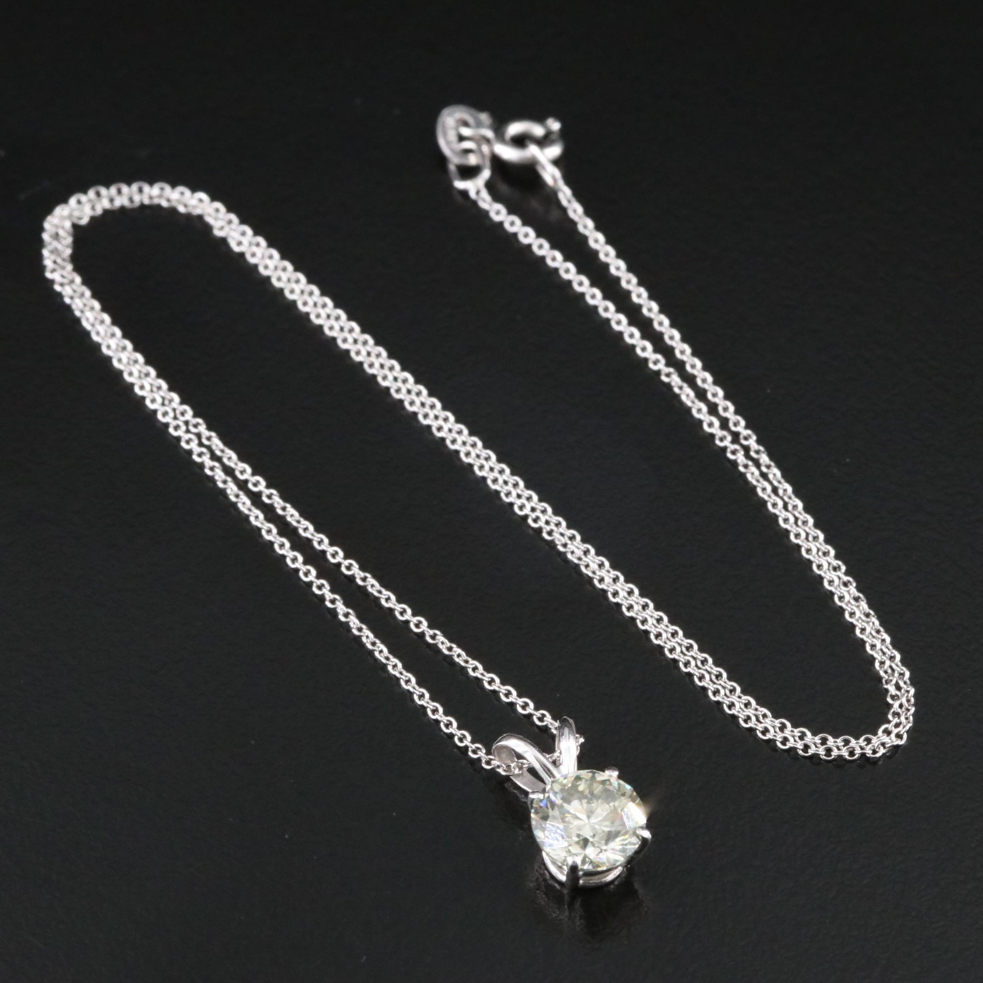 14K 1.58 CT Diamond Solitaire Pendant Necklace with IGI Jewelry Report