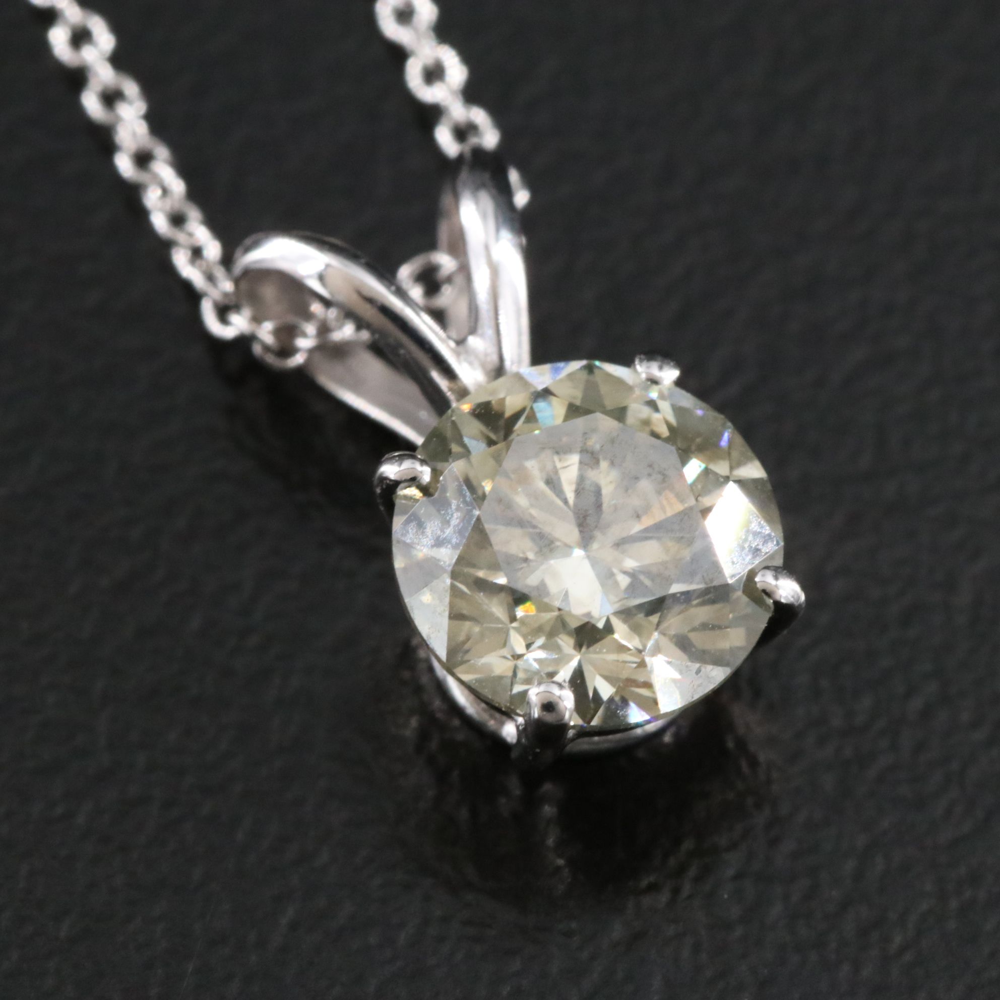 14K 1.58 CT Diamond Solitaire Pendant Necklace with IGI Jewelry Report