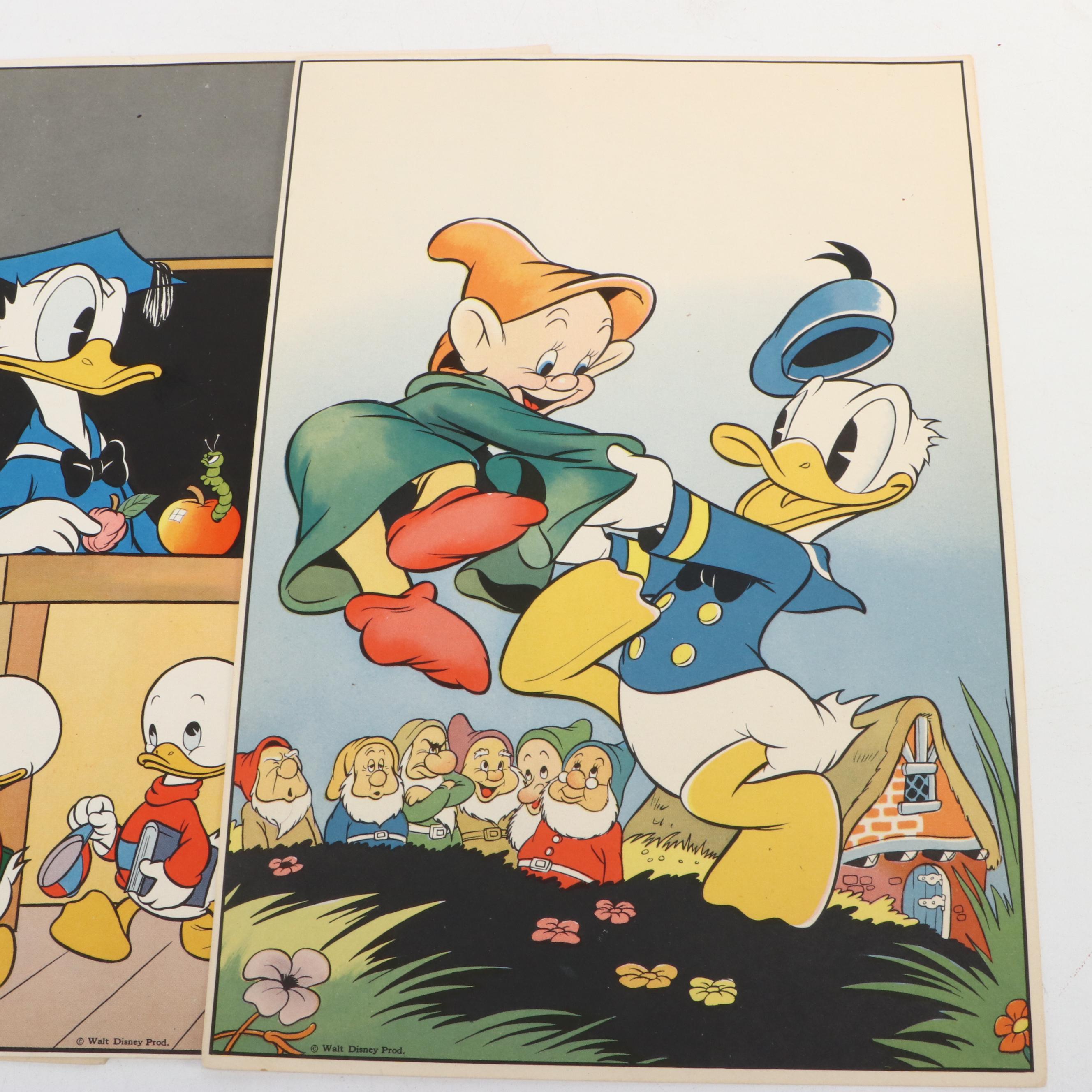 Vintage Disney Carl Barks Illustrated Donald Duck Prints, Mid 20th Century
