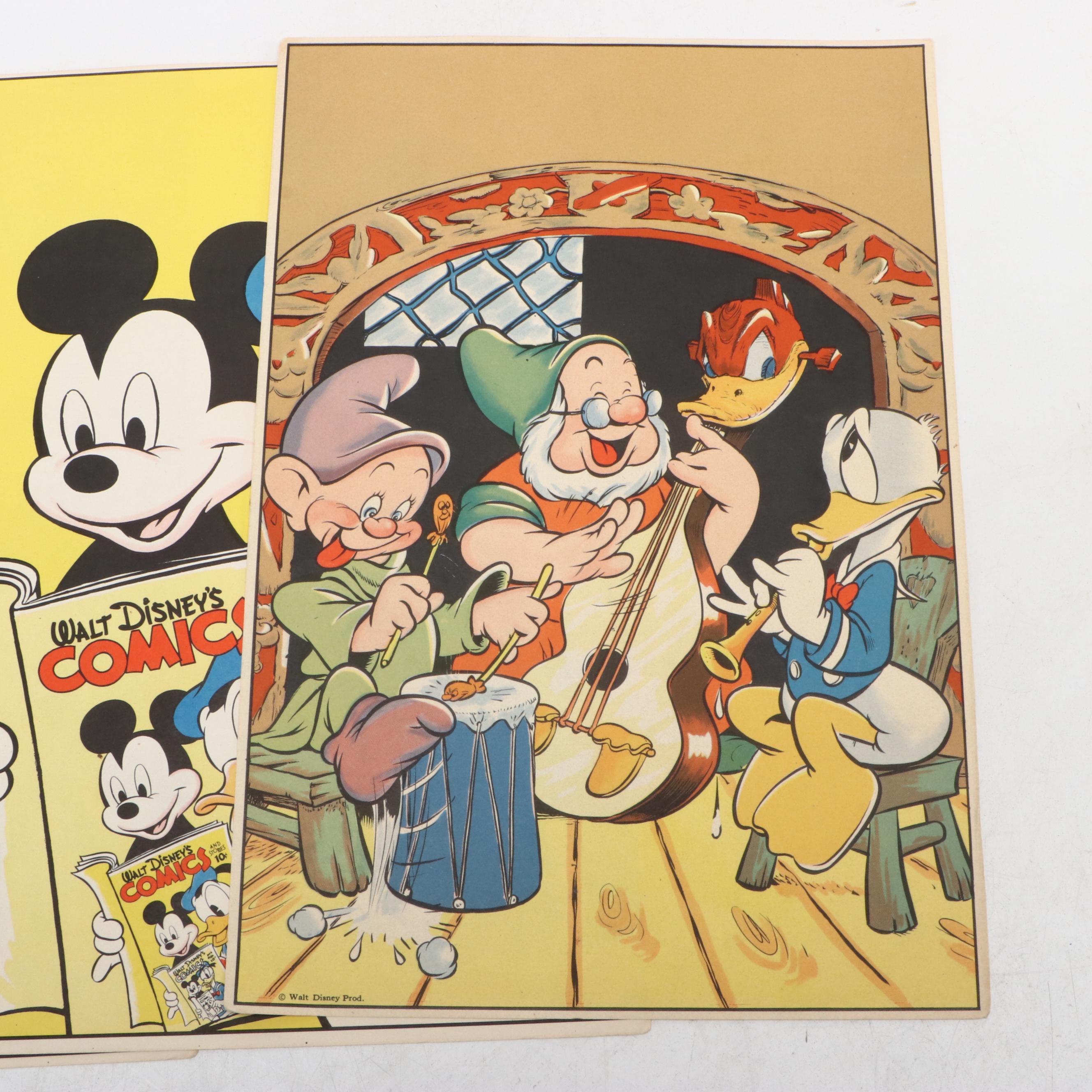 Vintage Disney Carl Barks Illustrated Donald Duck Prints, Mid 20th Century