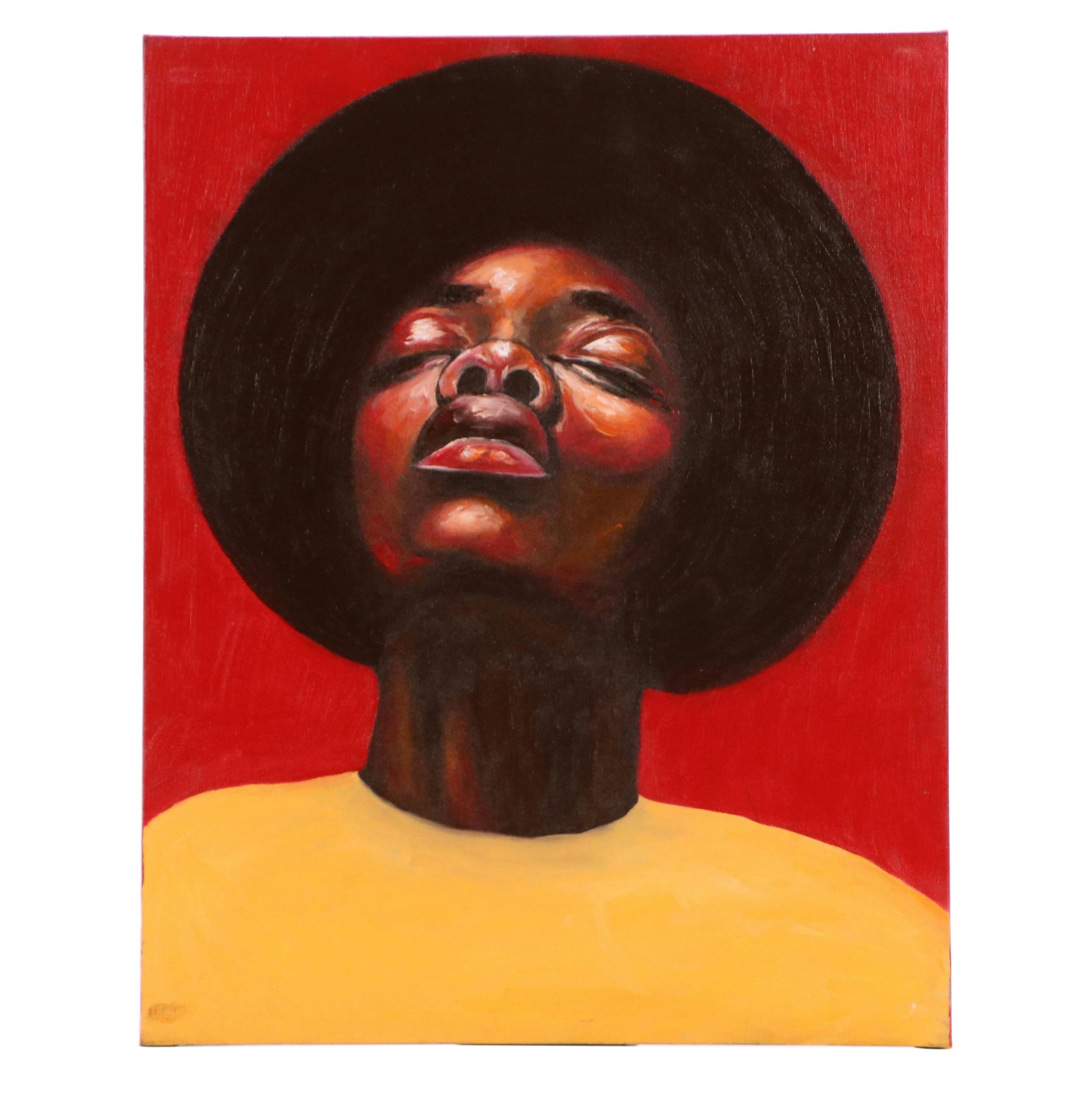 Oluwakemi Omowaire Oil Portrait "No Exit Plan.," 21st Century