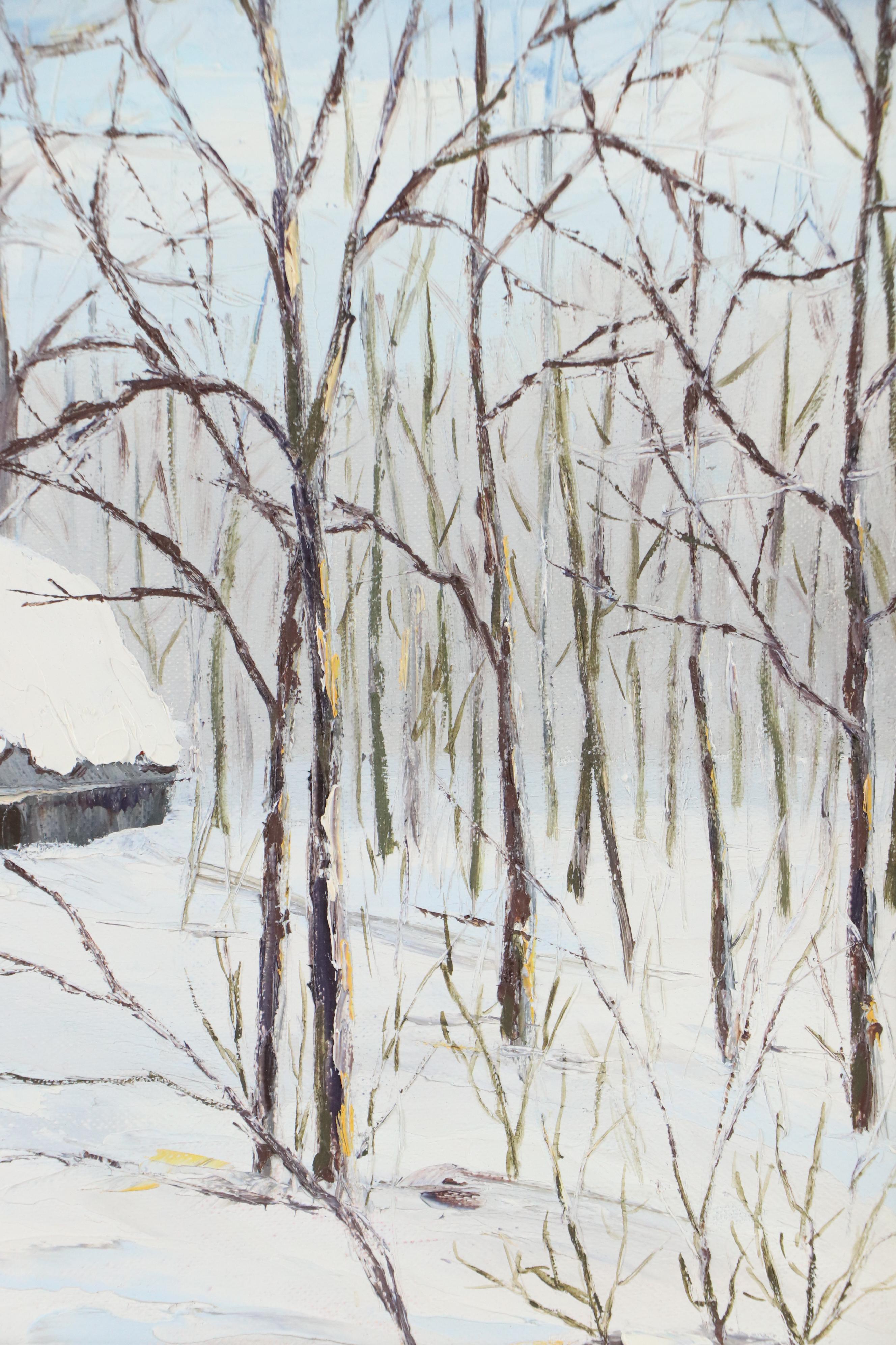 G. Boucher Winter Landscape Oil Painting "Sugar Hut, Morrisburg"