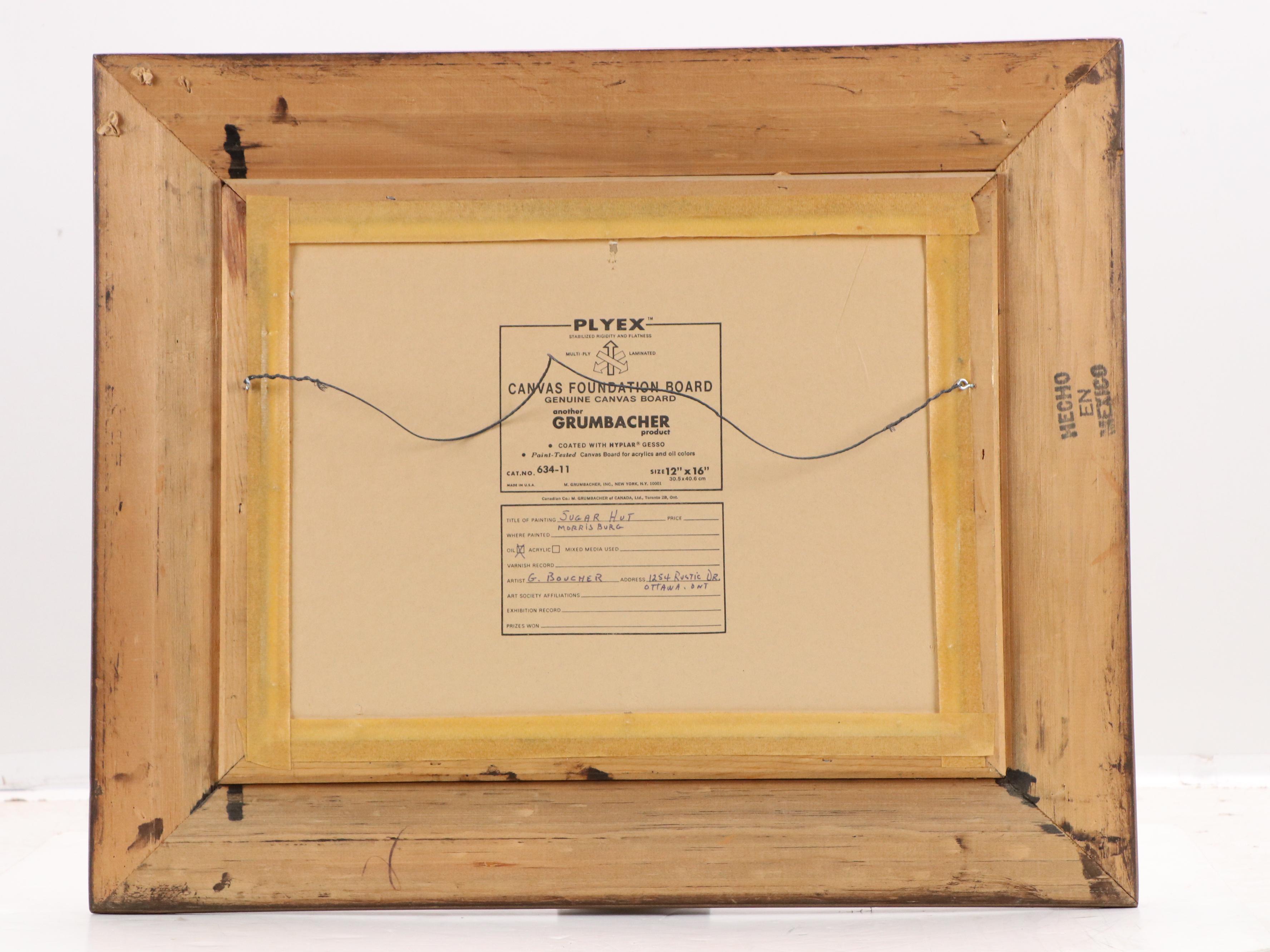 G. Boucher Winter Landscape Oil Painting "Sugar Hut, Morrisburg"