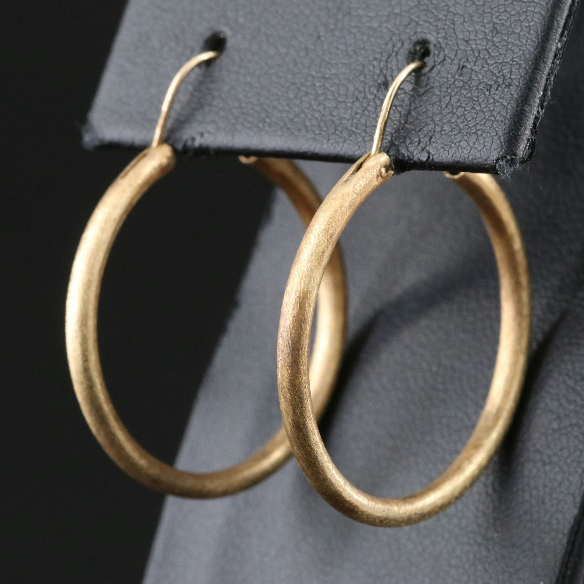 14K Hoops with Brush Finish