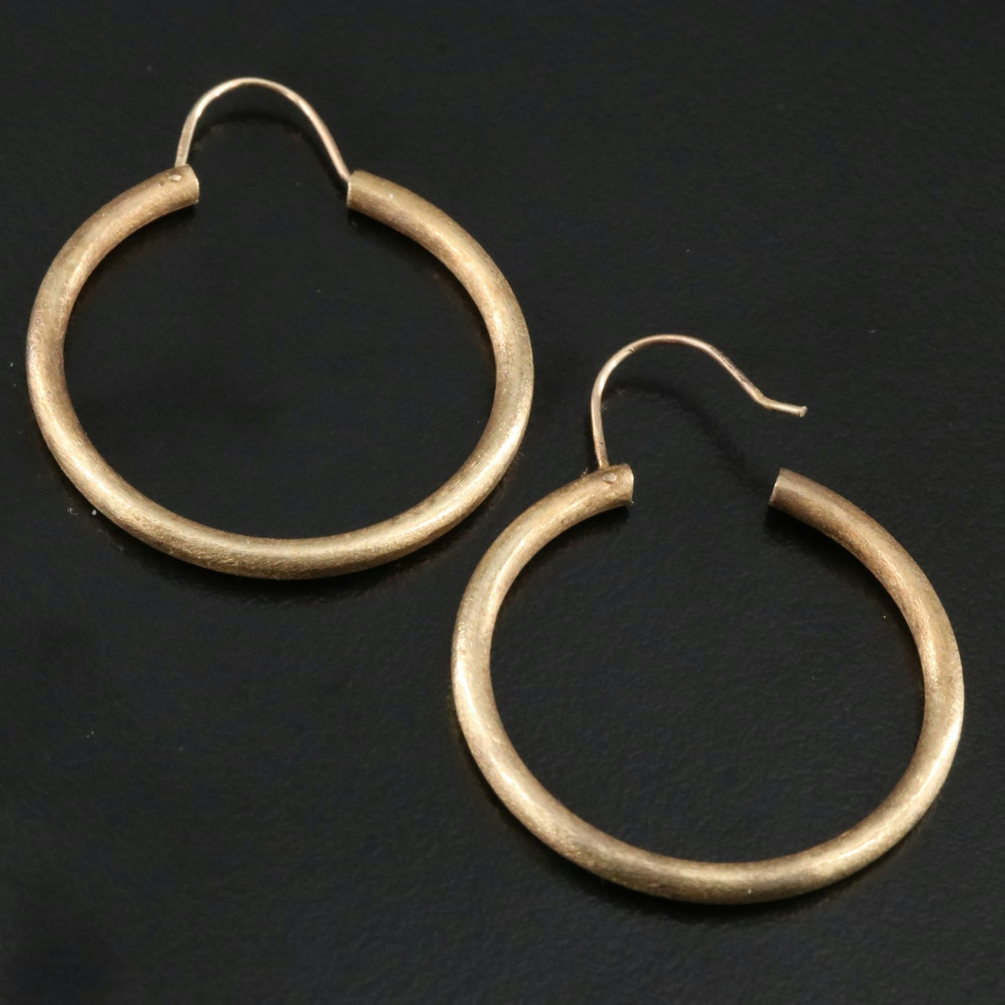 14K Hoops with Brush Finish