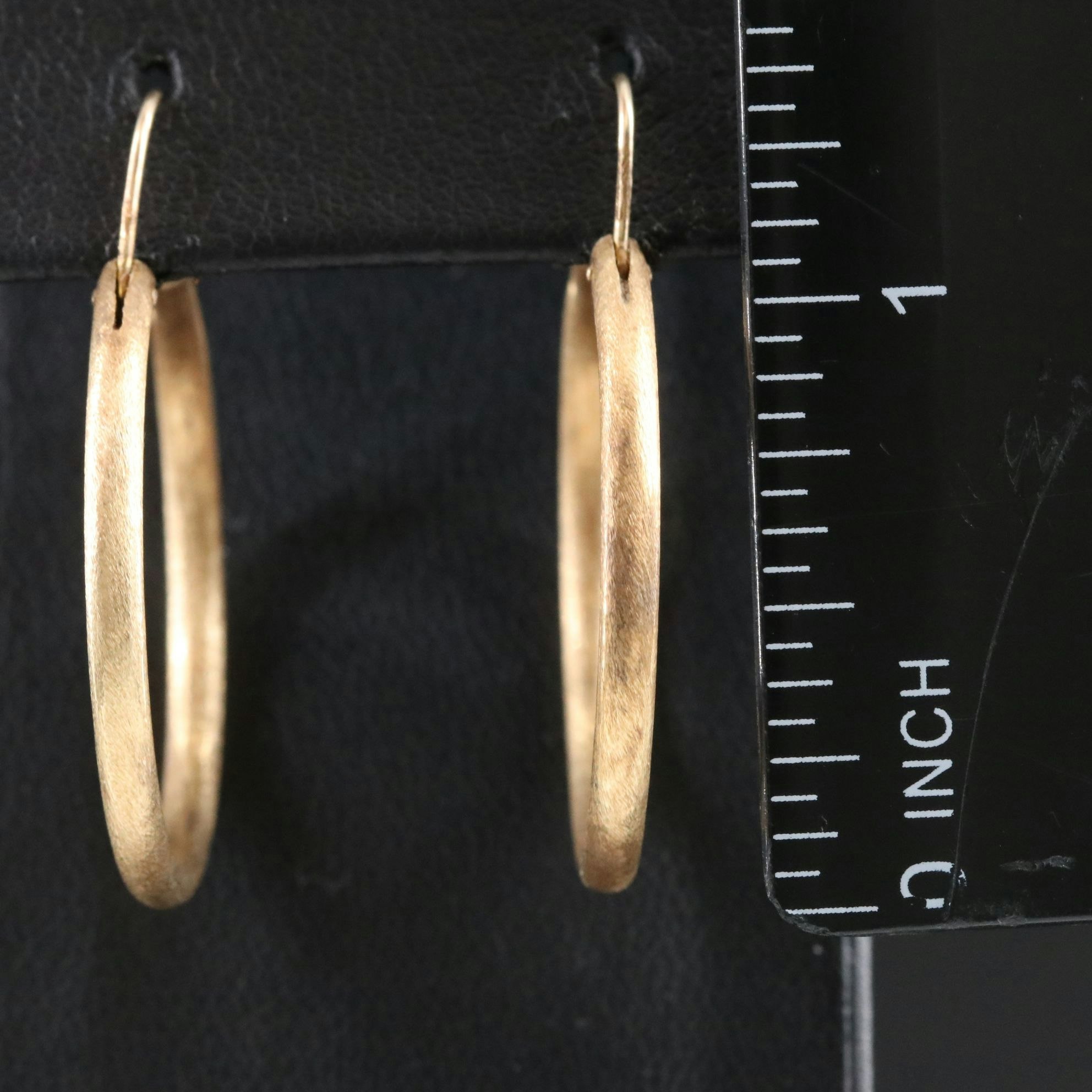 14K Hoops with Brush Finish