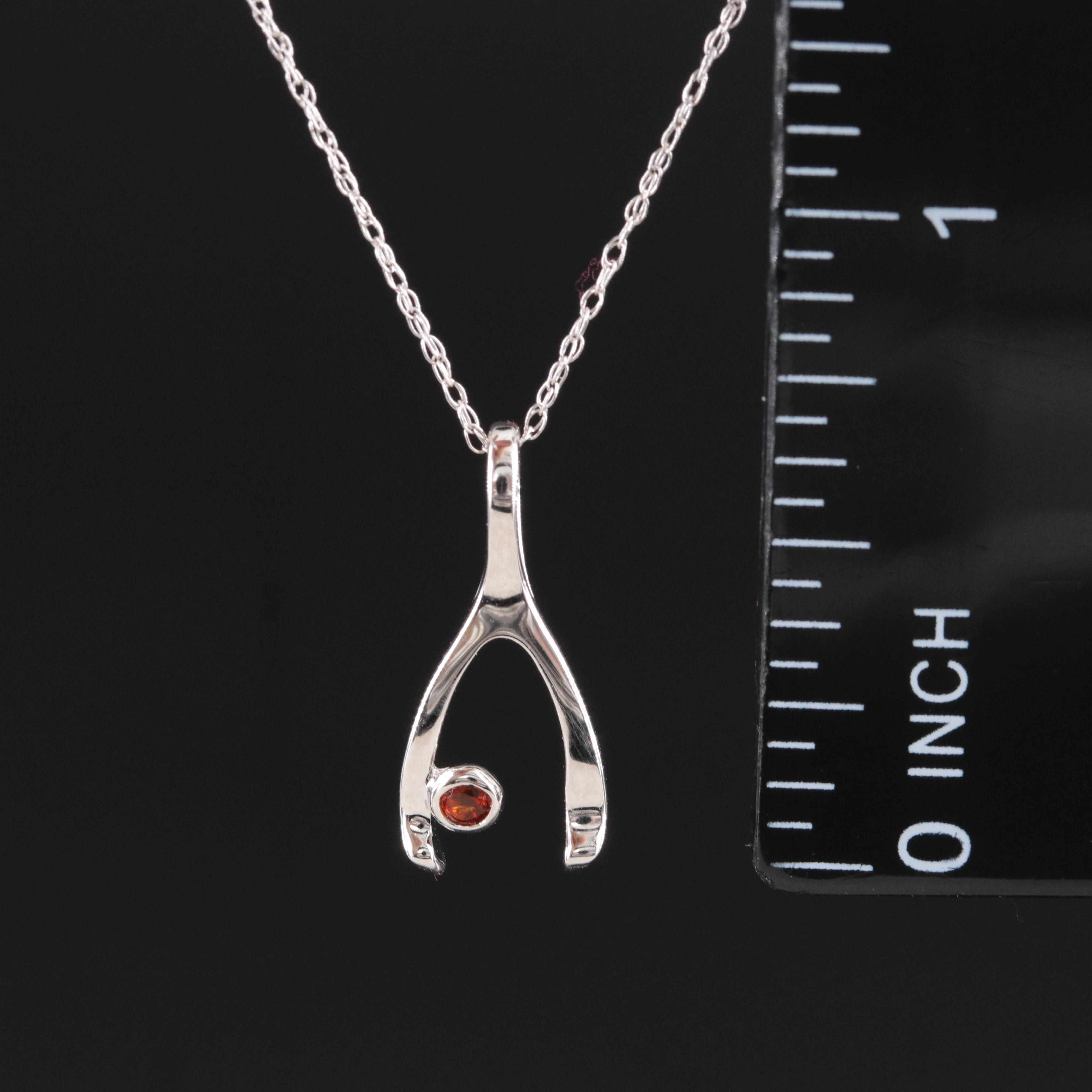 18K Citrine Wishbone Pendant Necklace