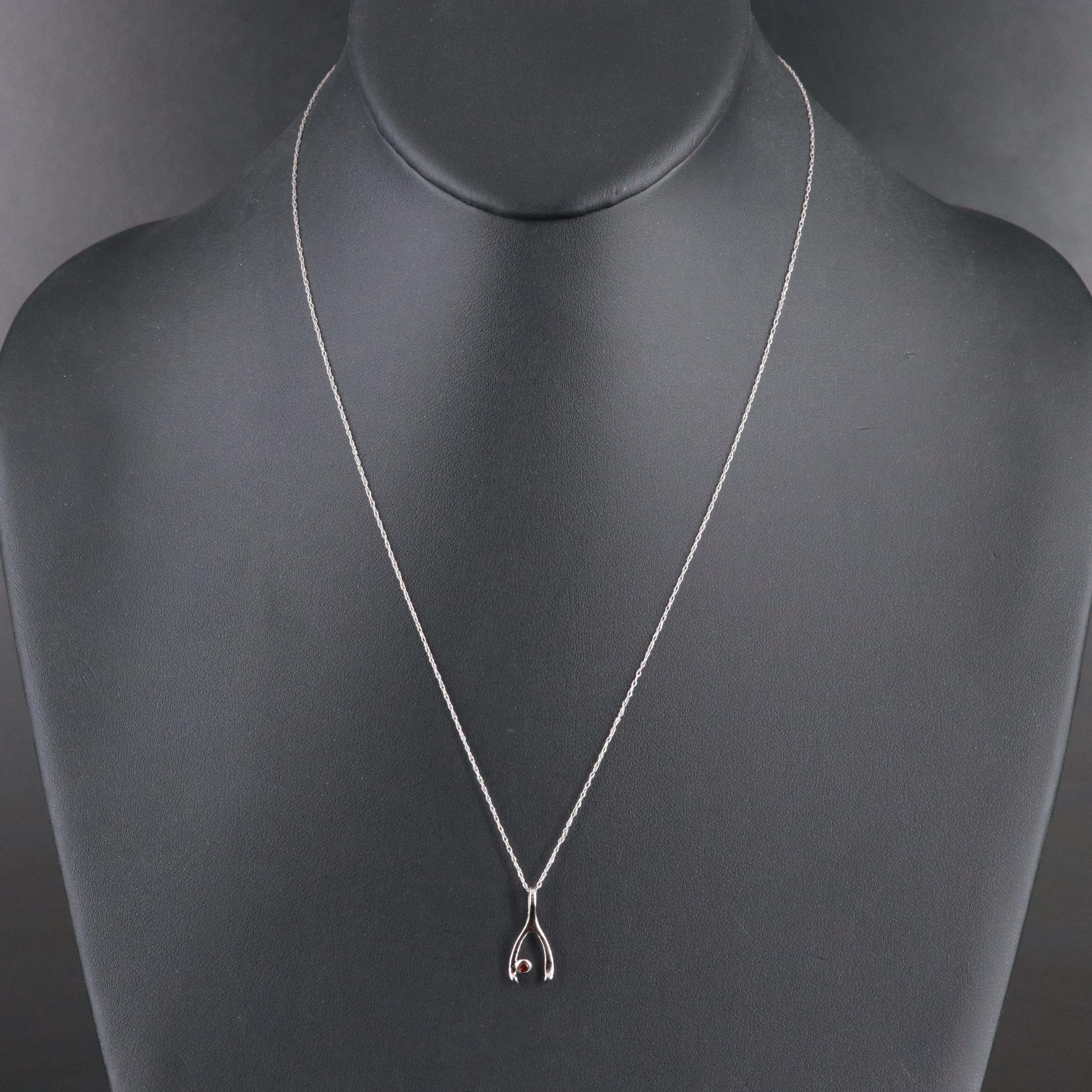 18K Citrine Wishbone Pendant Necklace