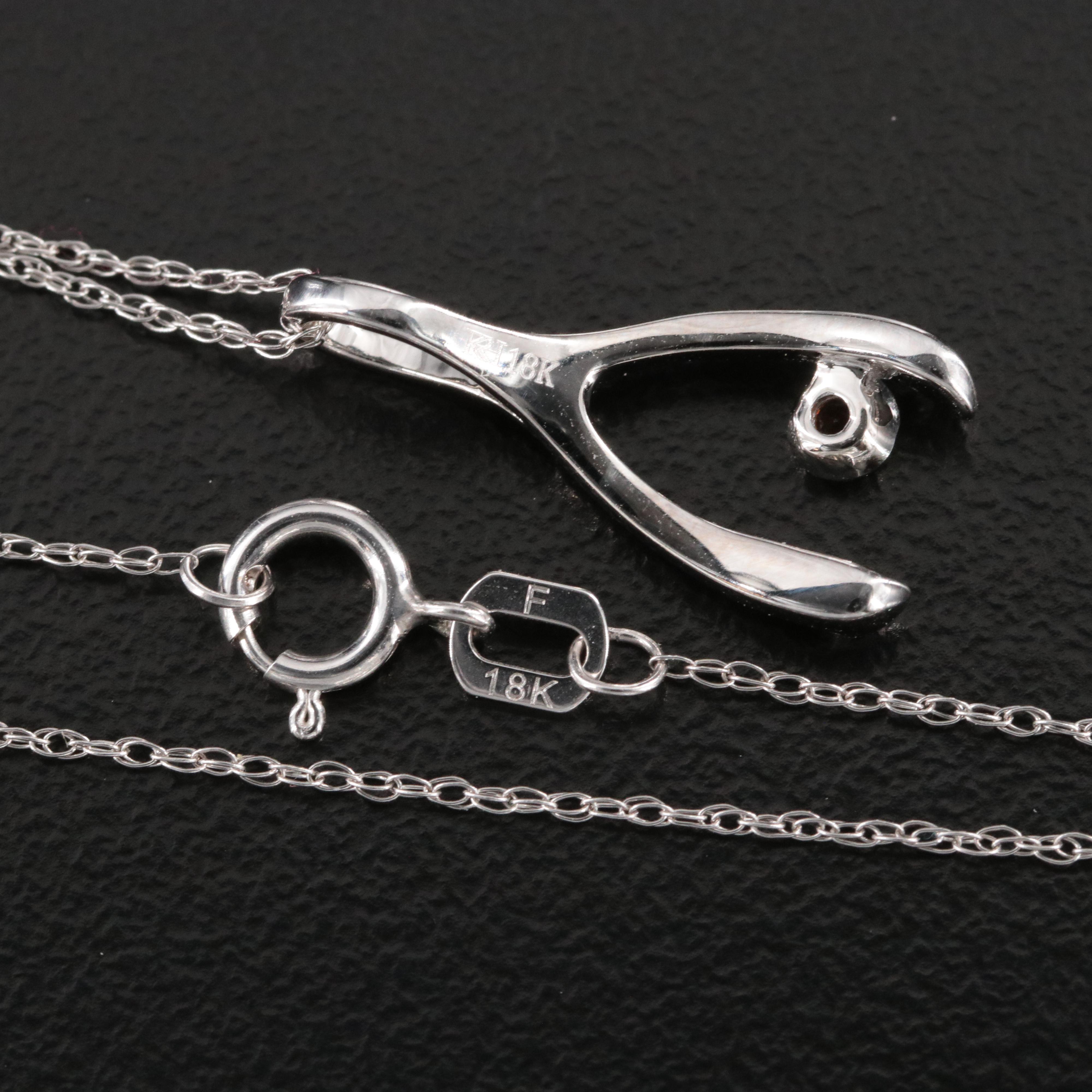 18K Citrine Wishbone Pendant Necklace