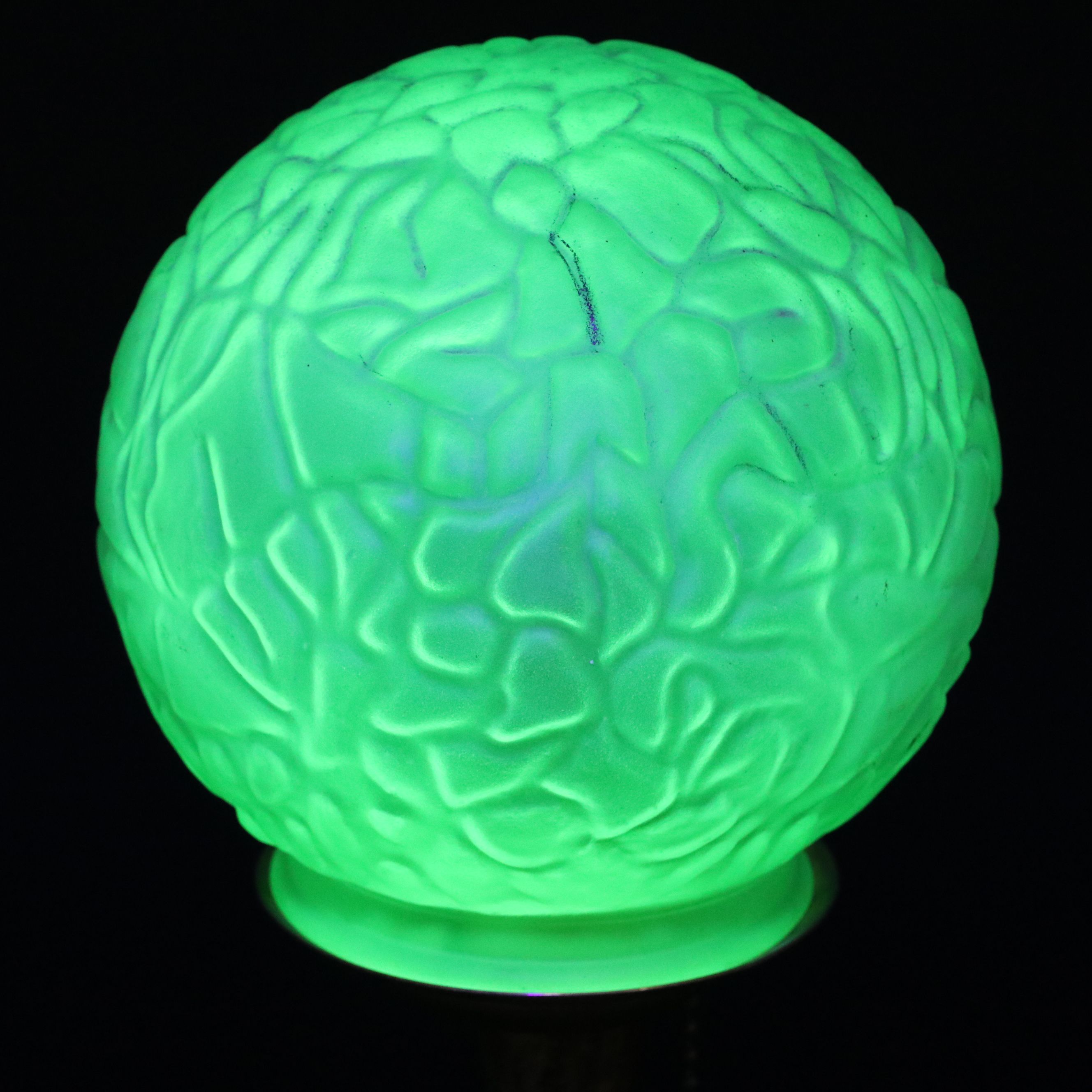 Art Deco Reclining Nude Gilt Metal Lamp with Uranium Glass Shade