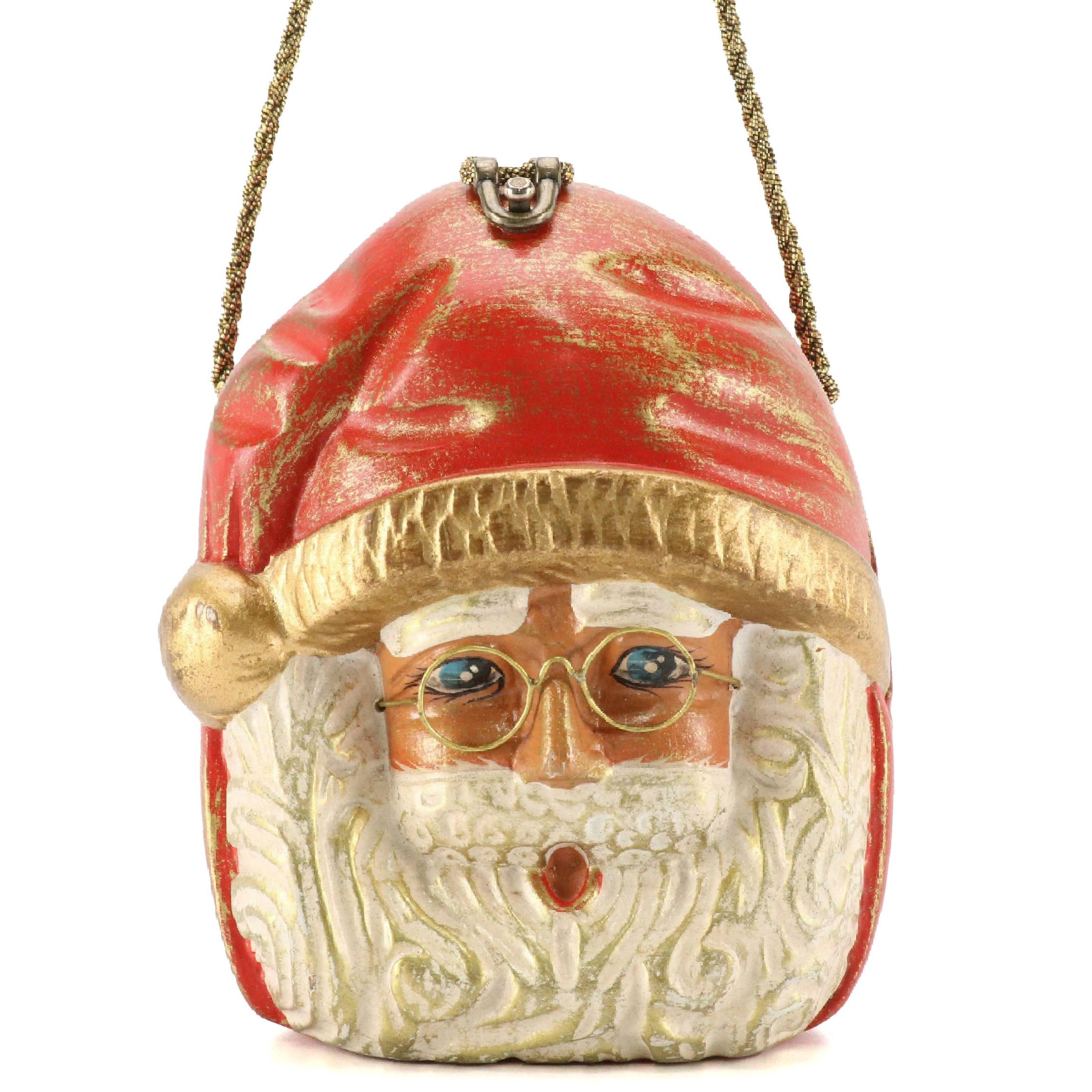 Timmy Woods Hand-Carved and Painted Wooden Santa Claus Bag