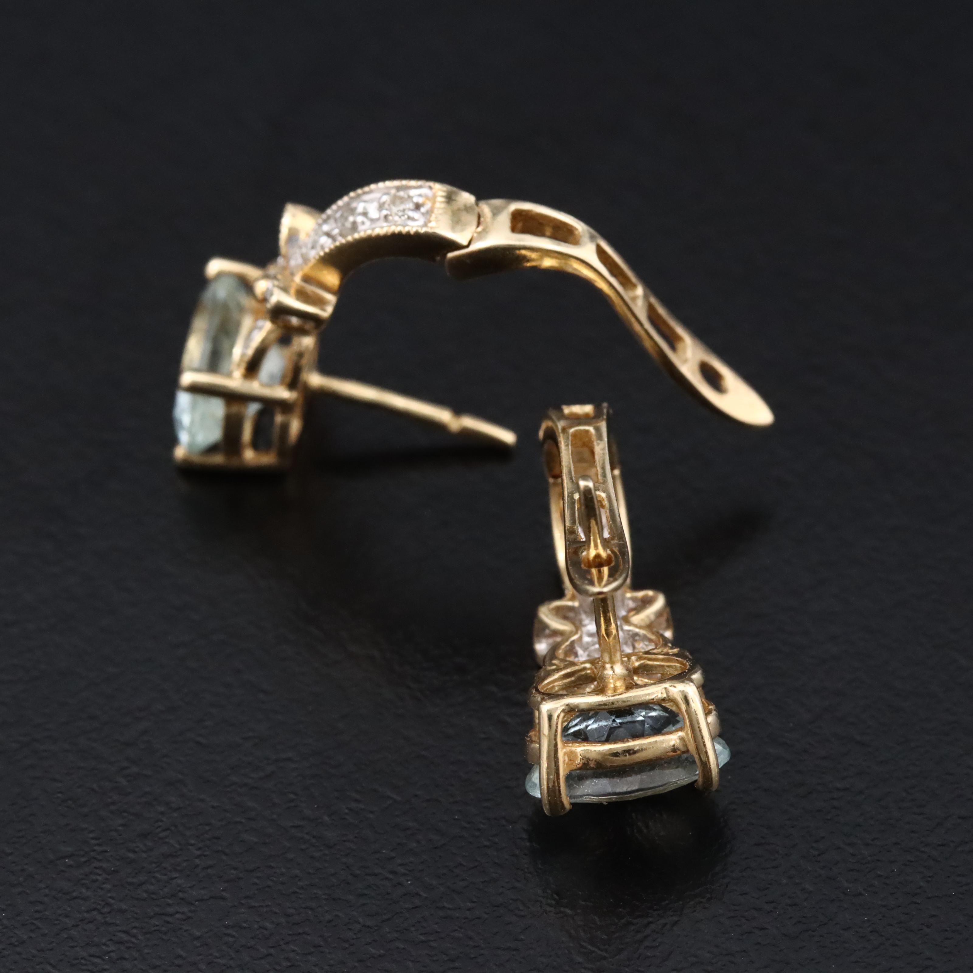 14K Aquamarine and Diamond Earrings