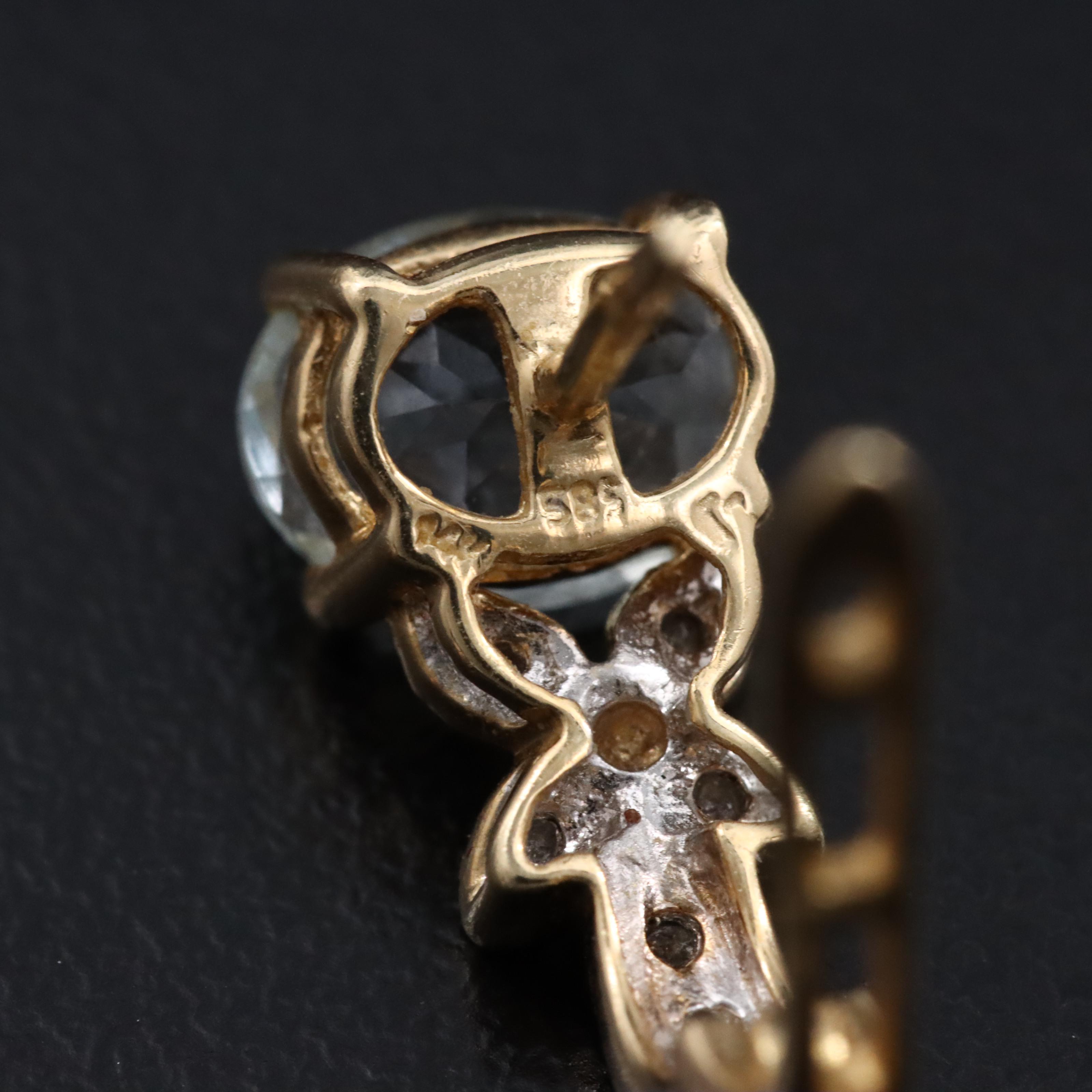 14K Aquamarine and Diamond Earrings